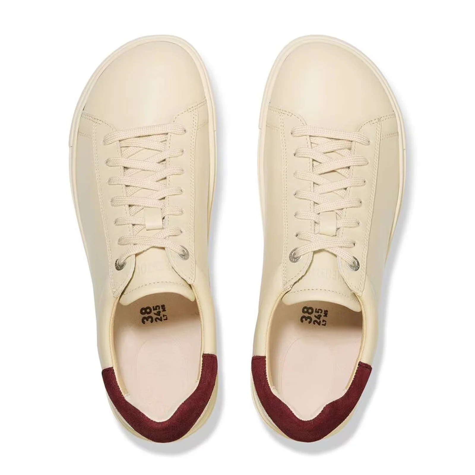 Birkenstock Bend Varsity Sneaker (Women) - Eggshell Leather/Zinfandel Suede - Image 2