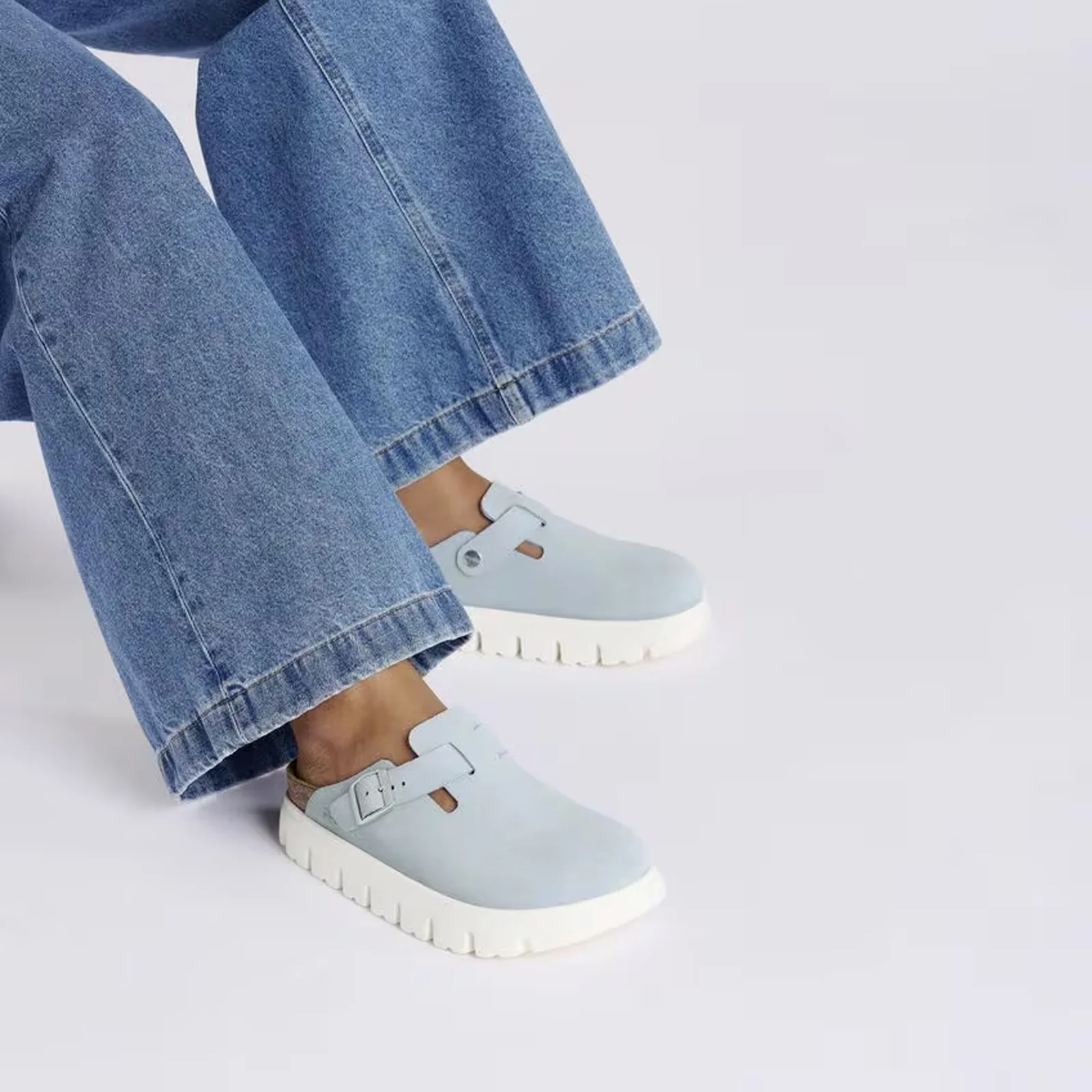 Birkenstock Boston Chunky Narrow Clog (Women) - Baby Blue Suede - Image 7