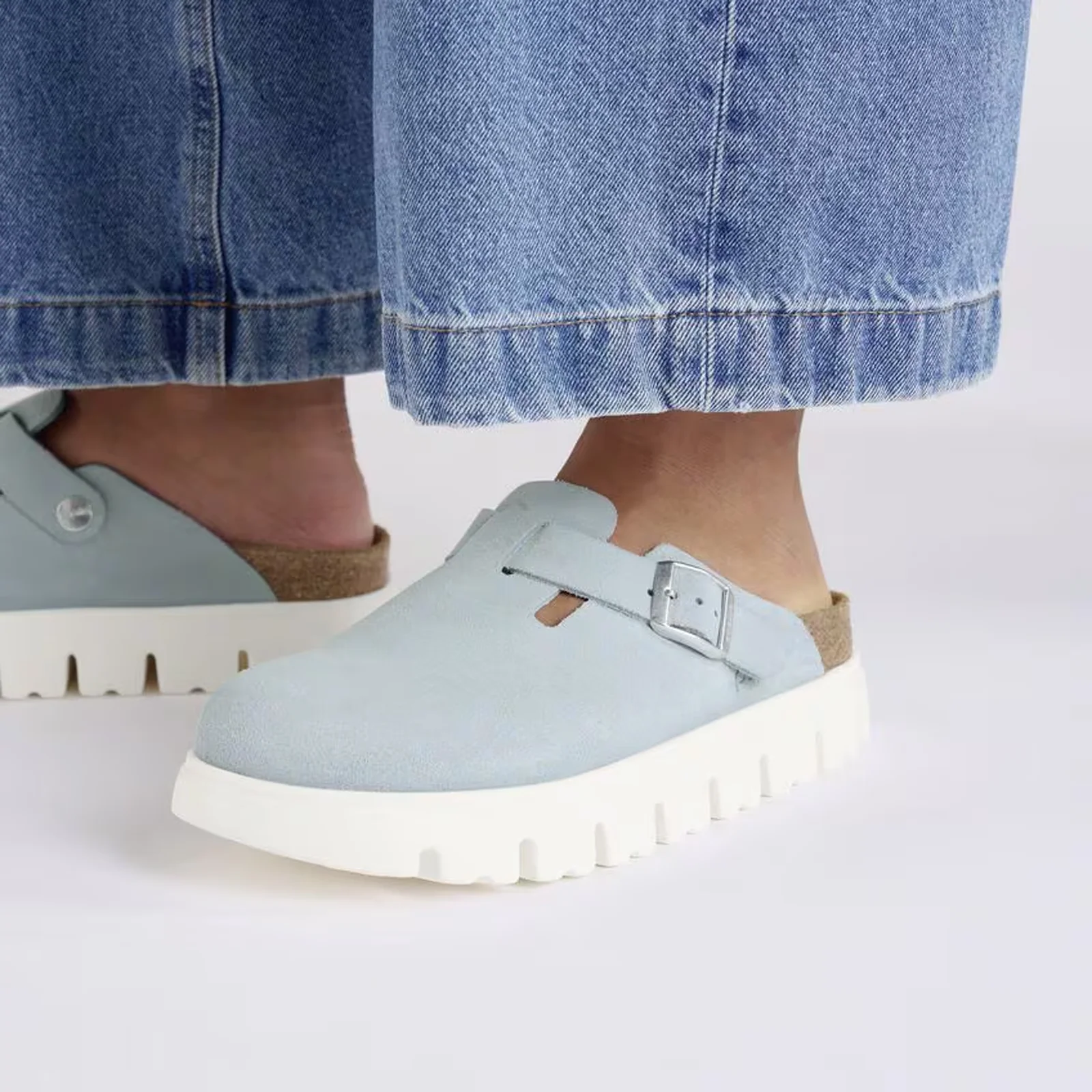 Birkenstock Boston Chunky Narrow Clog (Women) - Baby Blue Suede - Image 8