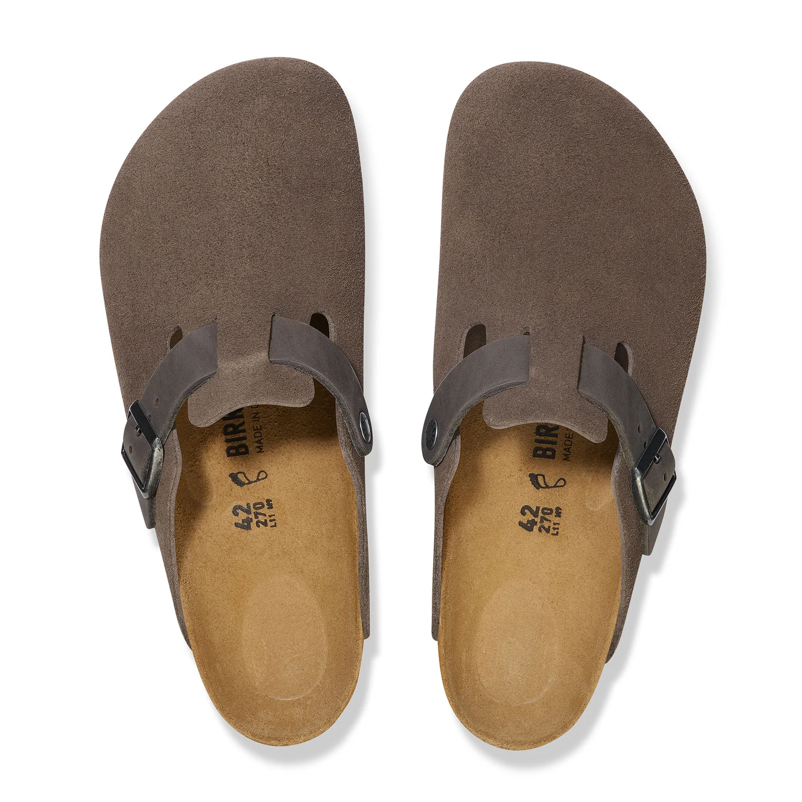 Birkenstock Boston Clog (Men) - Concrete Gray Suede/Iron Oiled Leather - Image 3