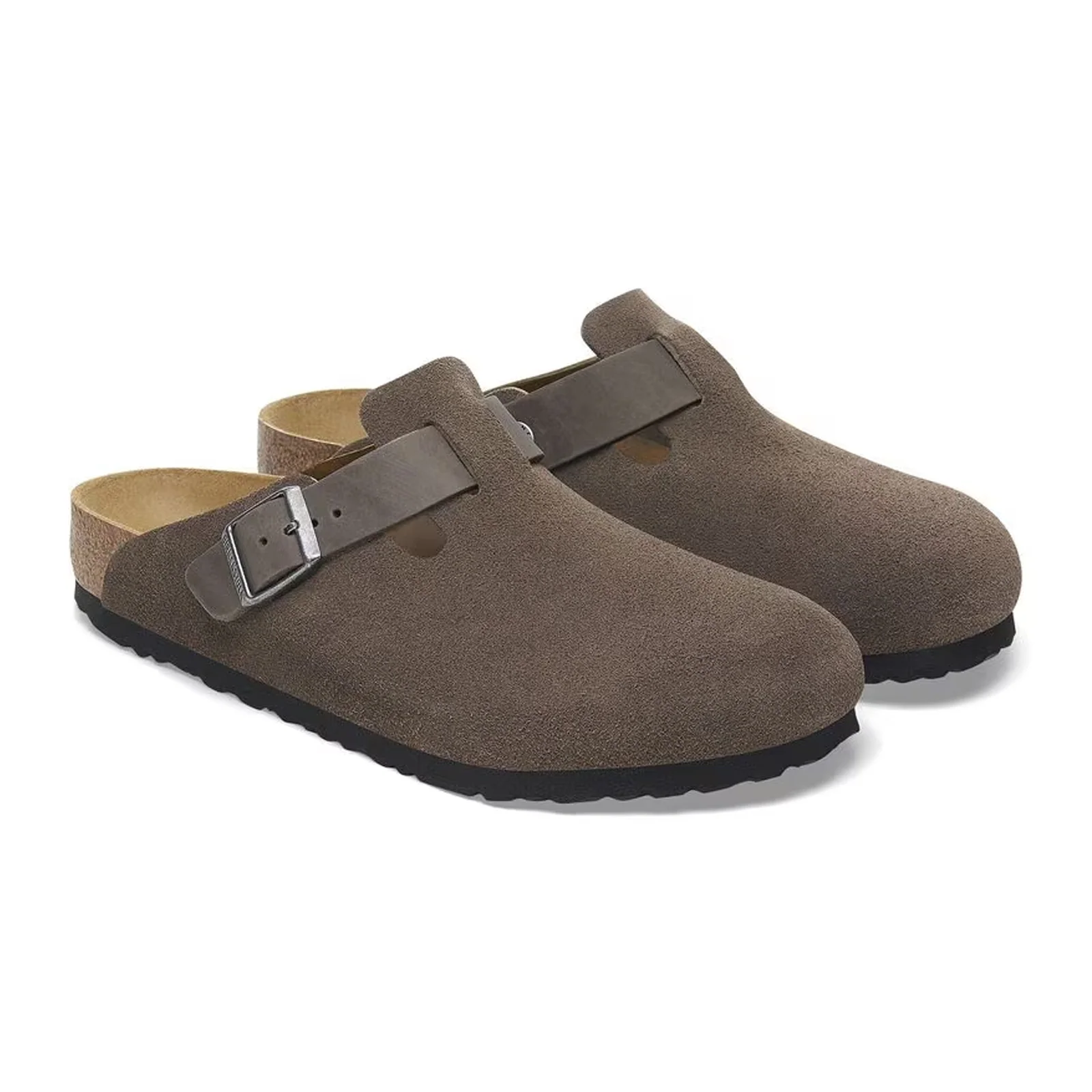 Birkenstock Boston Clog (Men) - Concrete Gray Suede/Iron Oiled Leather - Image 4