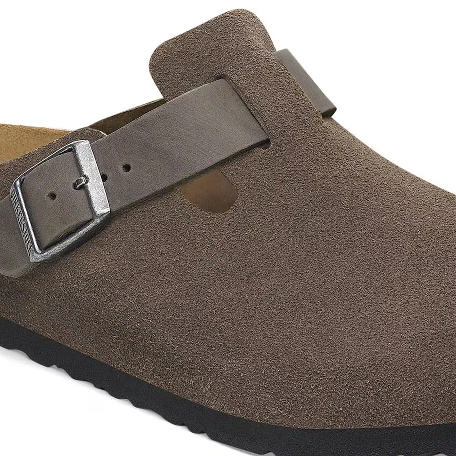 Birkenstock Boston Clog (Men) - Concrete Gray Suede/Iron Oiled Leather - Image 5