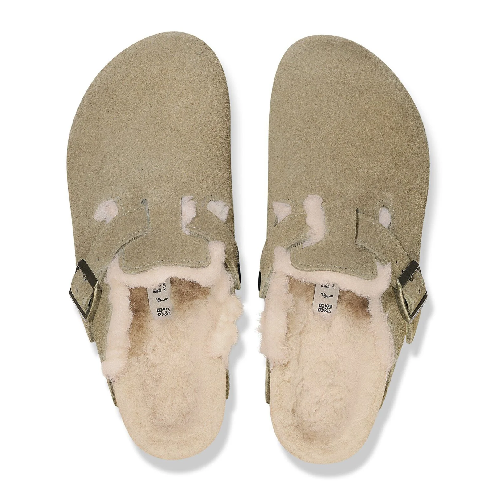 Birkenstock Boston Narrow Clog (Women) - Taupe Suede/Sandcastle Shearling - Image 2