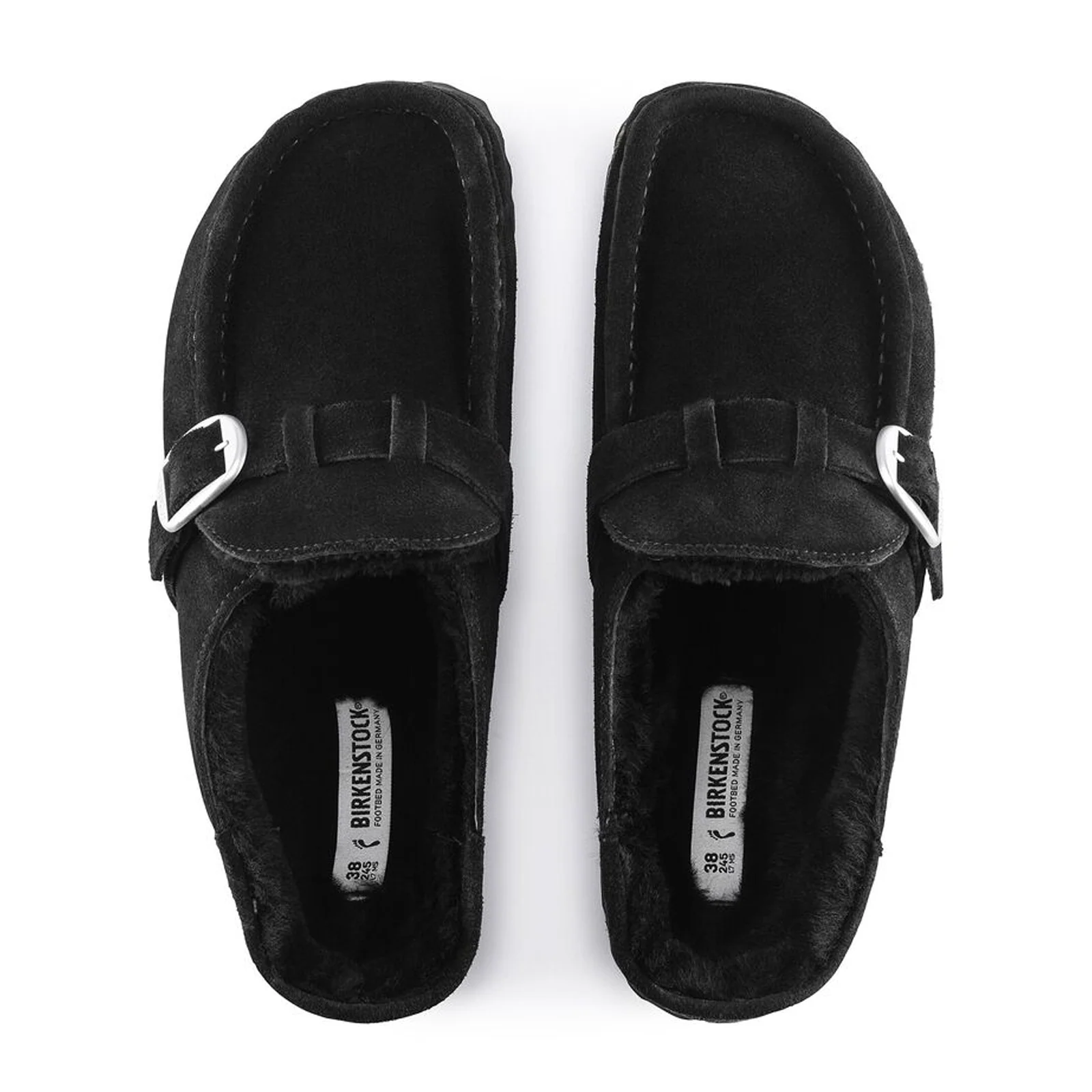 Birkenstock Buckley Narrow Clog (Women) - Black Suede/Black Shearling - Image 2