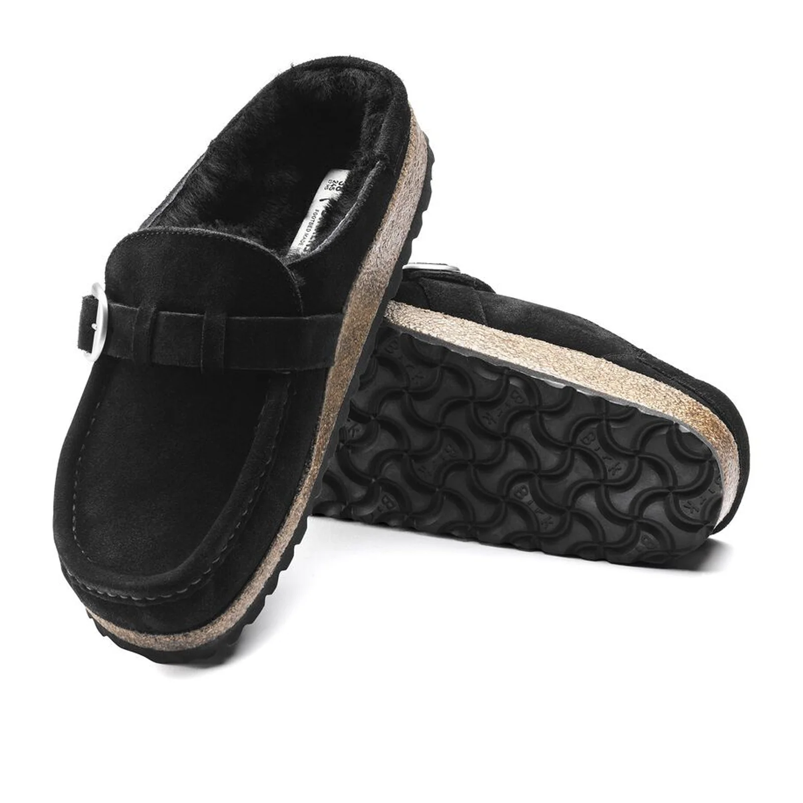 Birkenstock Buckley Narrow Clog (Women) - Black Suede/Black Shearling - Image 3