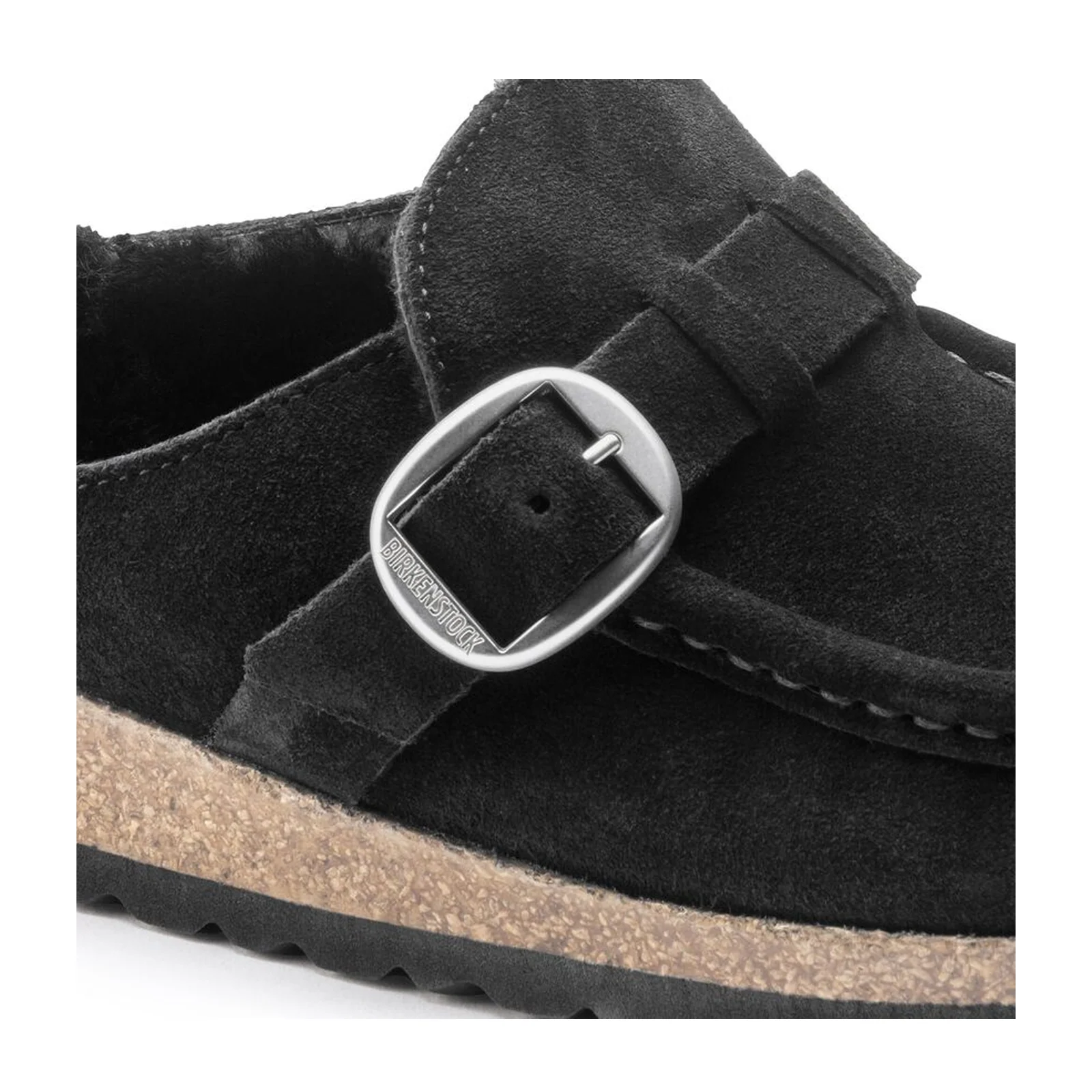 Birkenstock Buckley Narrow Clog (Women) - Black Suede/Black Shearling - Image 5