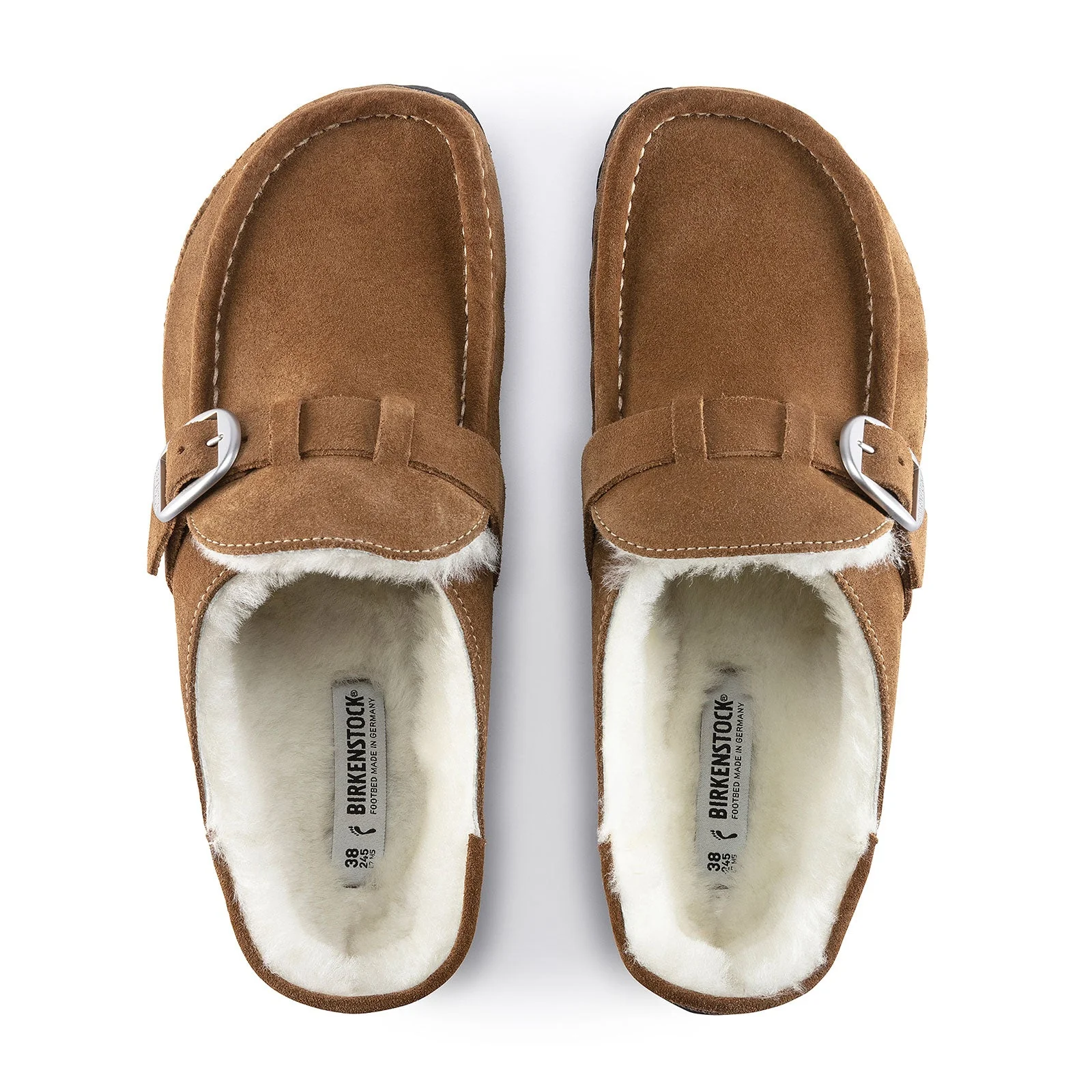 Birkenstock Buckley Narrow Clog (Women) - Tea Suede/Natural Shearling - Image 2