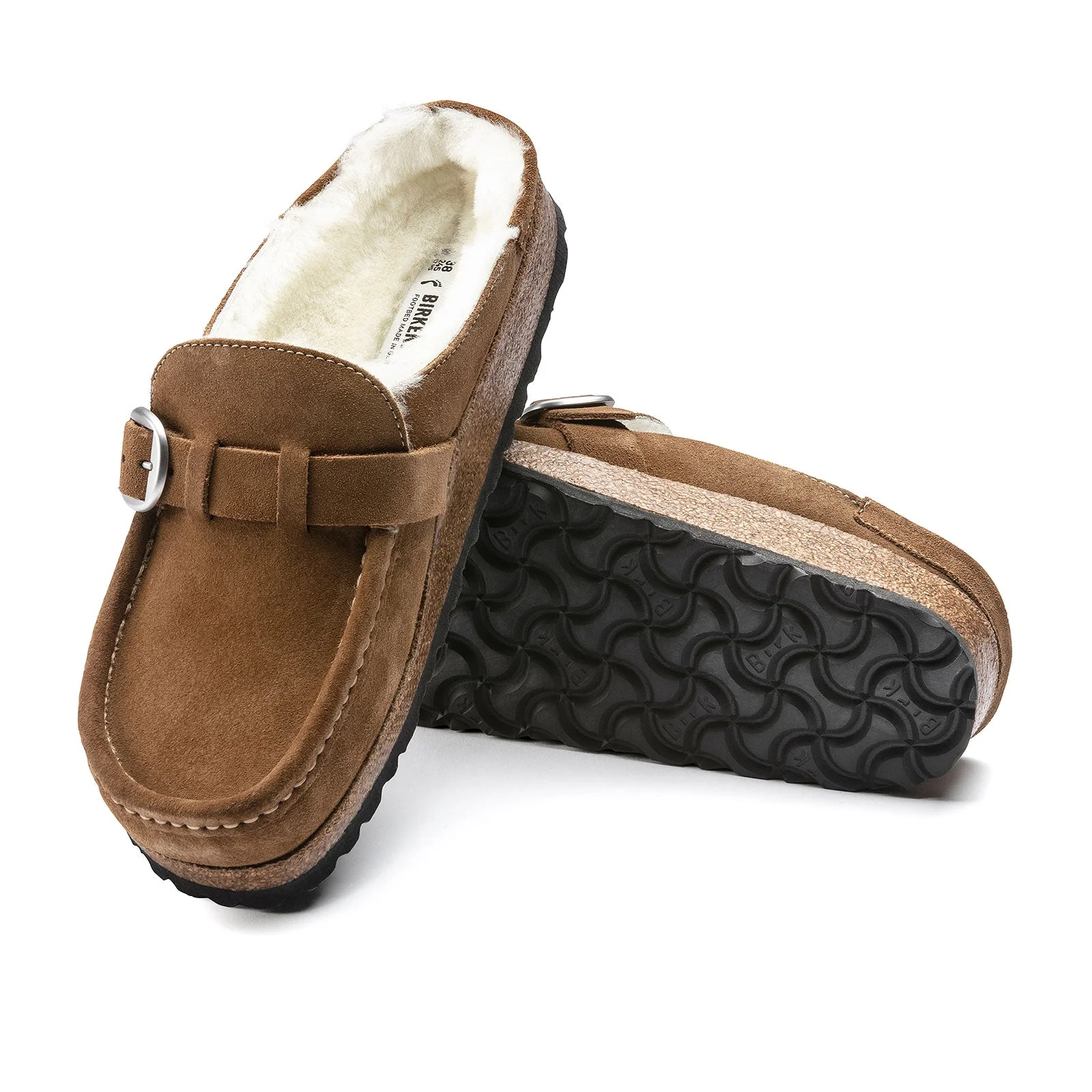 Birkenstock Buckley Narrow Clog (Women) - Tea Suede/Natural Shearling - Image 3