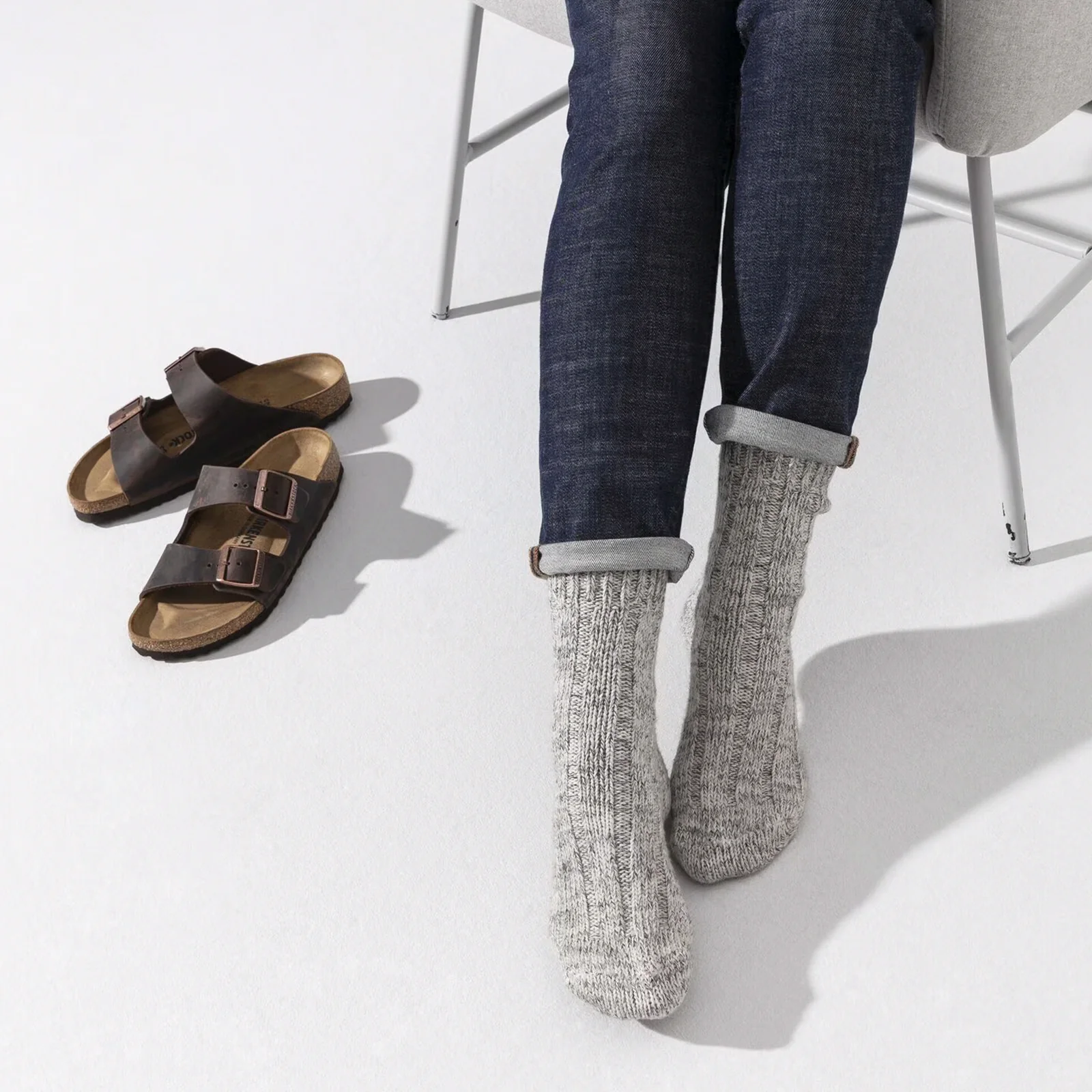 Birkenstock Cotton Twist Crew Sock (Men) - Light Gray - Image 5