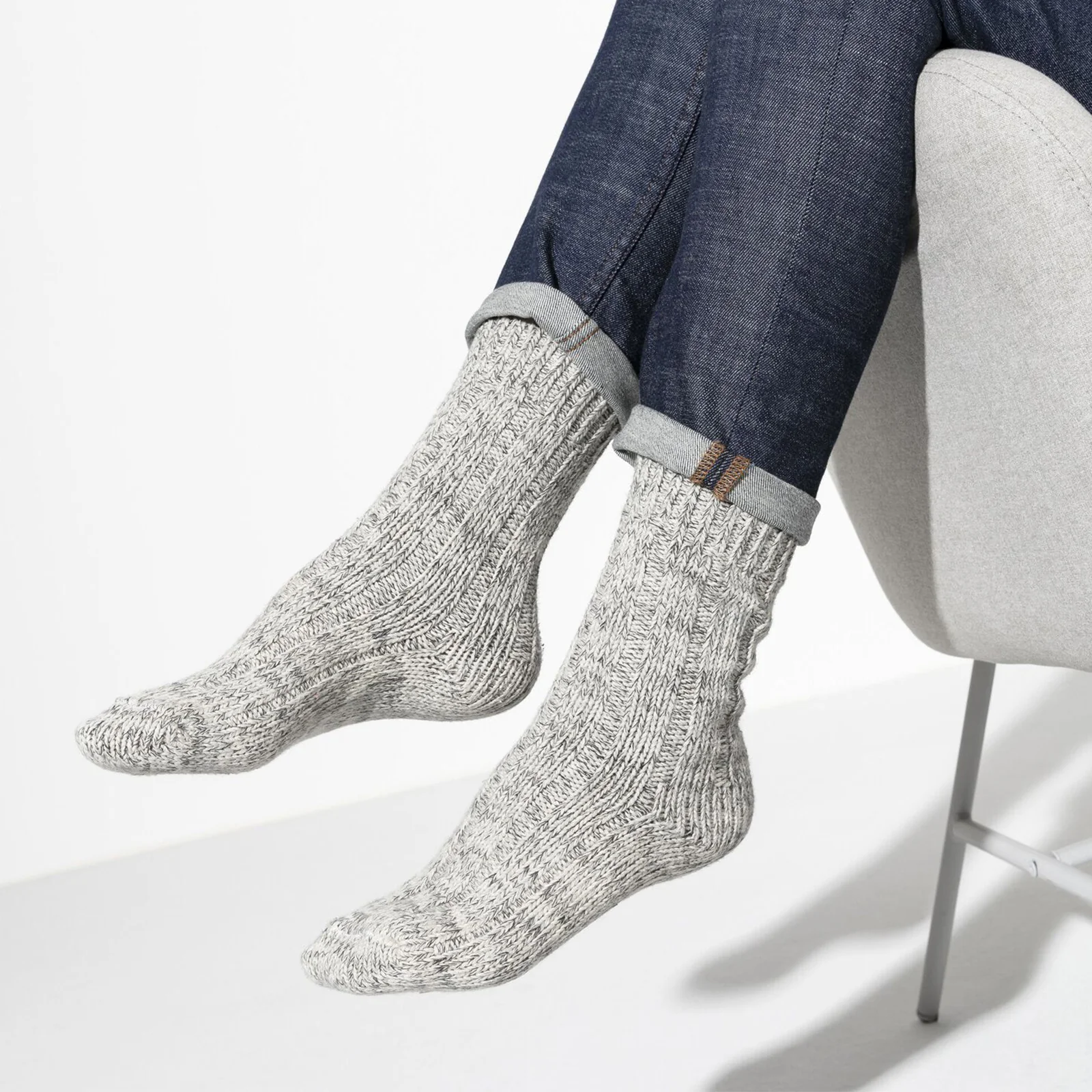 Birkenstock Cotton Twist Crew Sock (Women) - Light Gray - Image 4