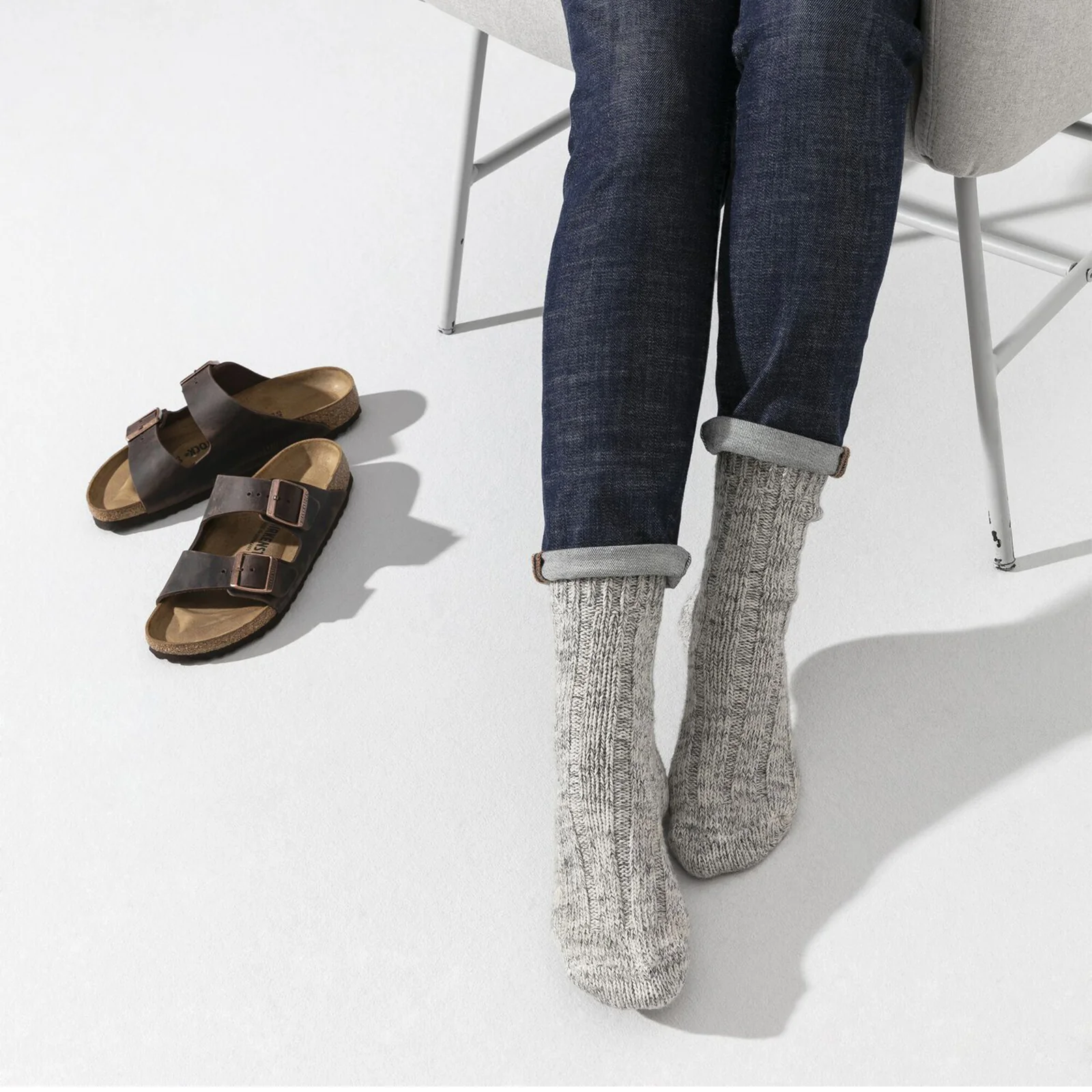 Birkenstock Cotton Twist Crew Sock (Women) - Light Gray - Image 5