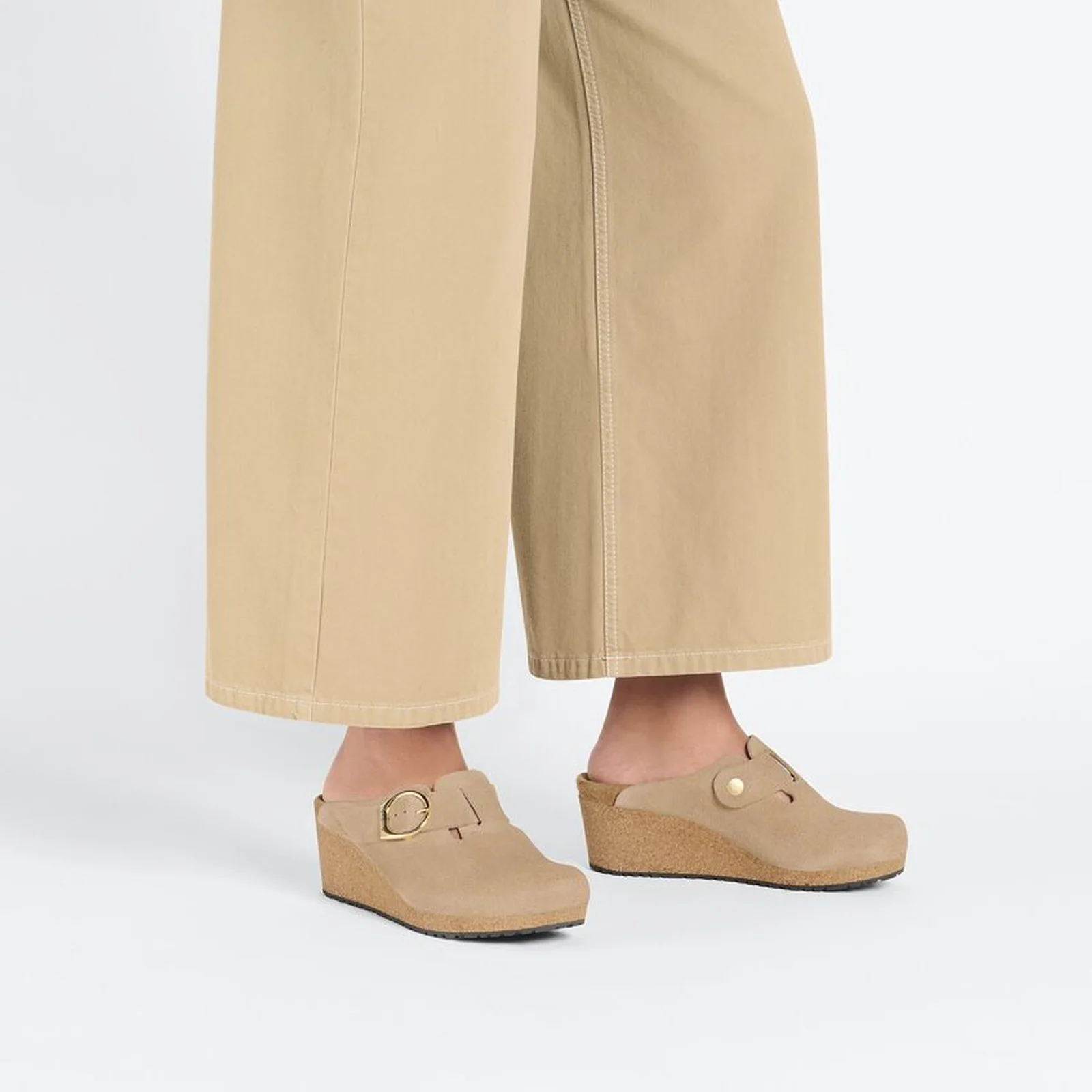 Birkenstock Fanny Ring-Buckle Narrow Wedge Clog (Women) - Warm Sand Suede - Image 6