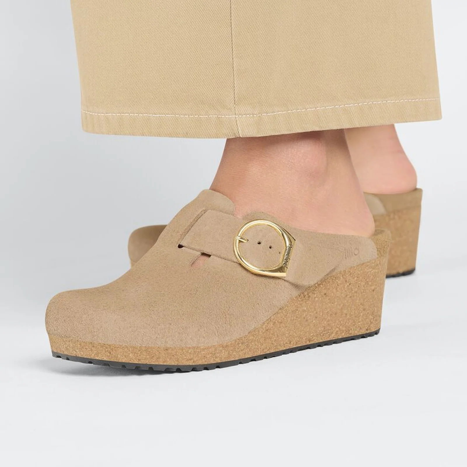 Birkenstock Fanny Ring-Buckle Narrow Wedge Clog (Women) - Warm Sand Suede - Image 7