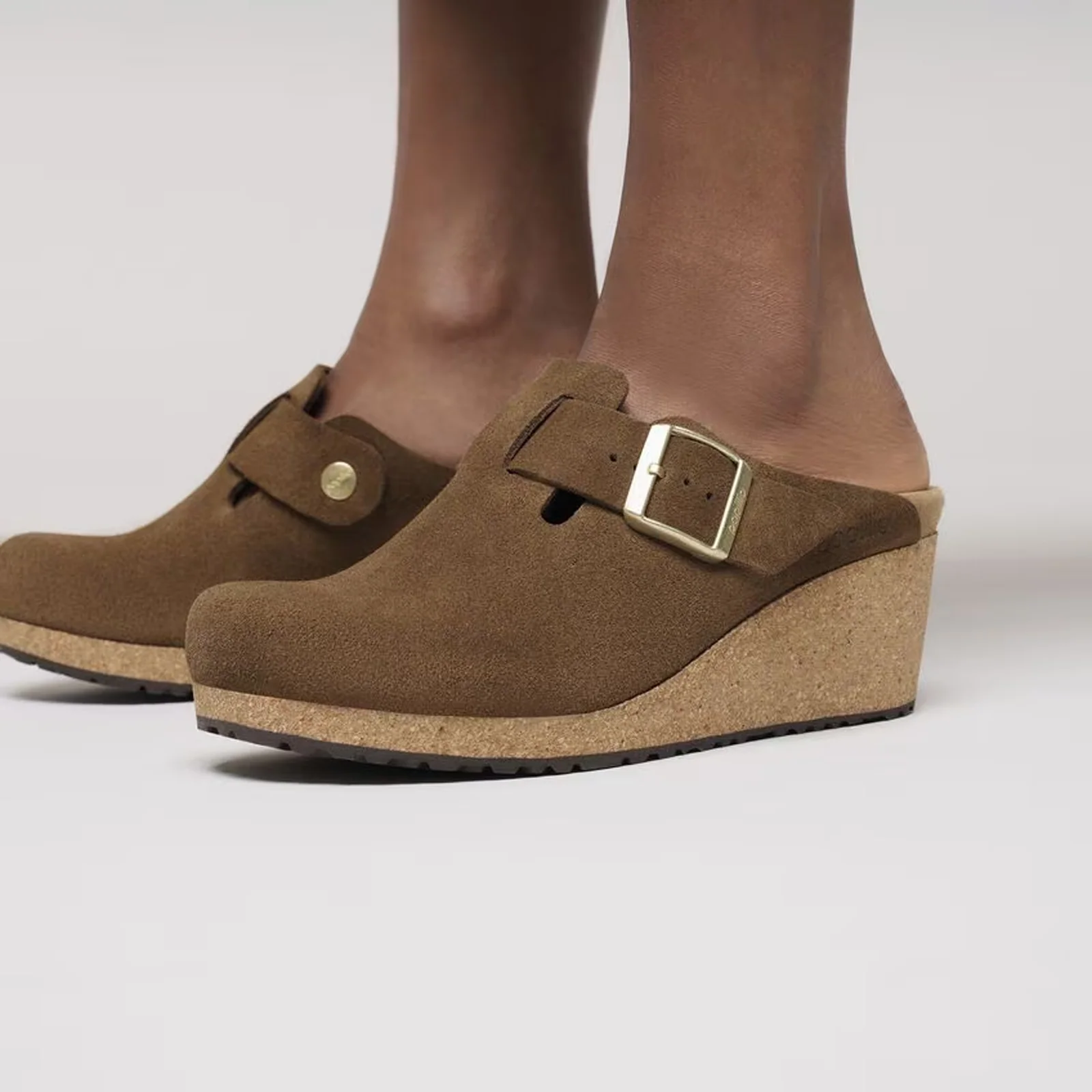 Birkenstock Fanny Narrow Wedge Clog (Women) - Dark Tea Suede - Image 7