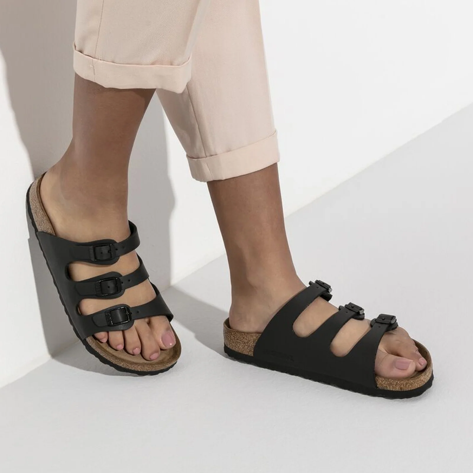 Birkenstock Florida Soft Footbed Narrow Slide Sandal (Women) - Black Birko-Flor - Image 7