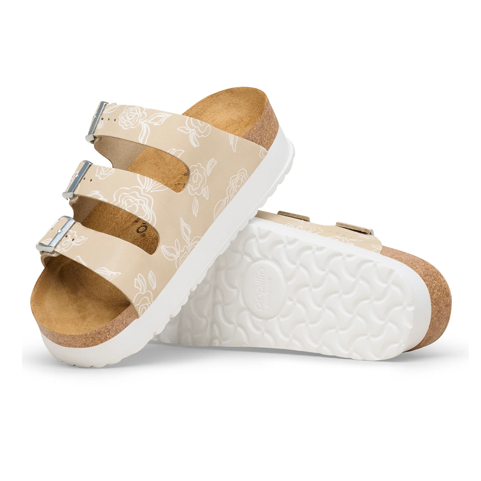 Birkenstock Florida III Flex Platform Slide Sandal (Women) - Oyster Flowers Nubuck - Image 3