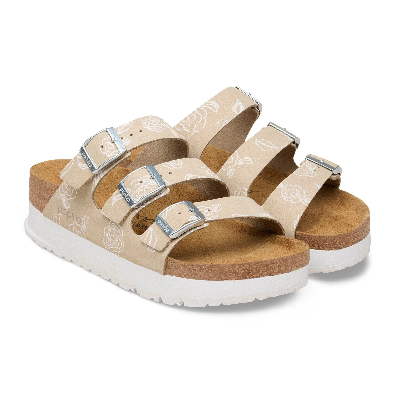 Birkenstock Florida III Flex Platform Slide Sandal (Women) - Oyster Flowers Nubuck - Image 4