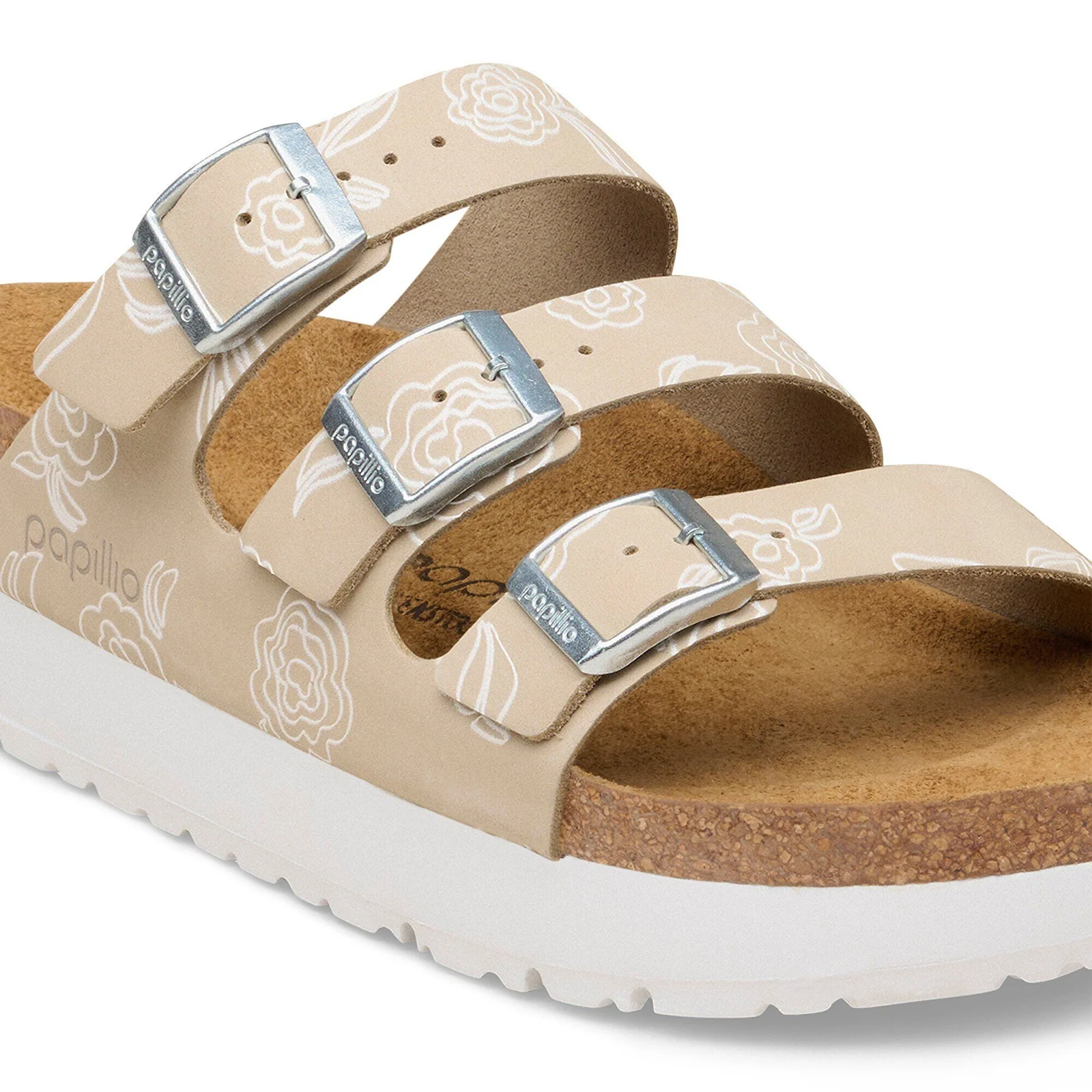 Birkenstock Florida III Flex Platform Slide Sandal (Women) - Oyster Flowers Nubuck - Image 5