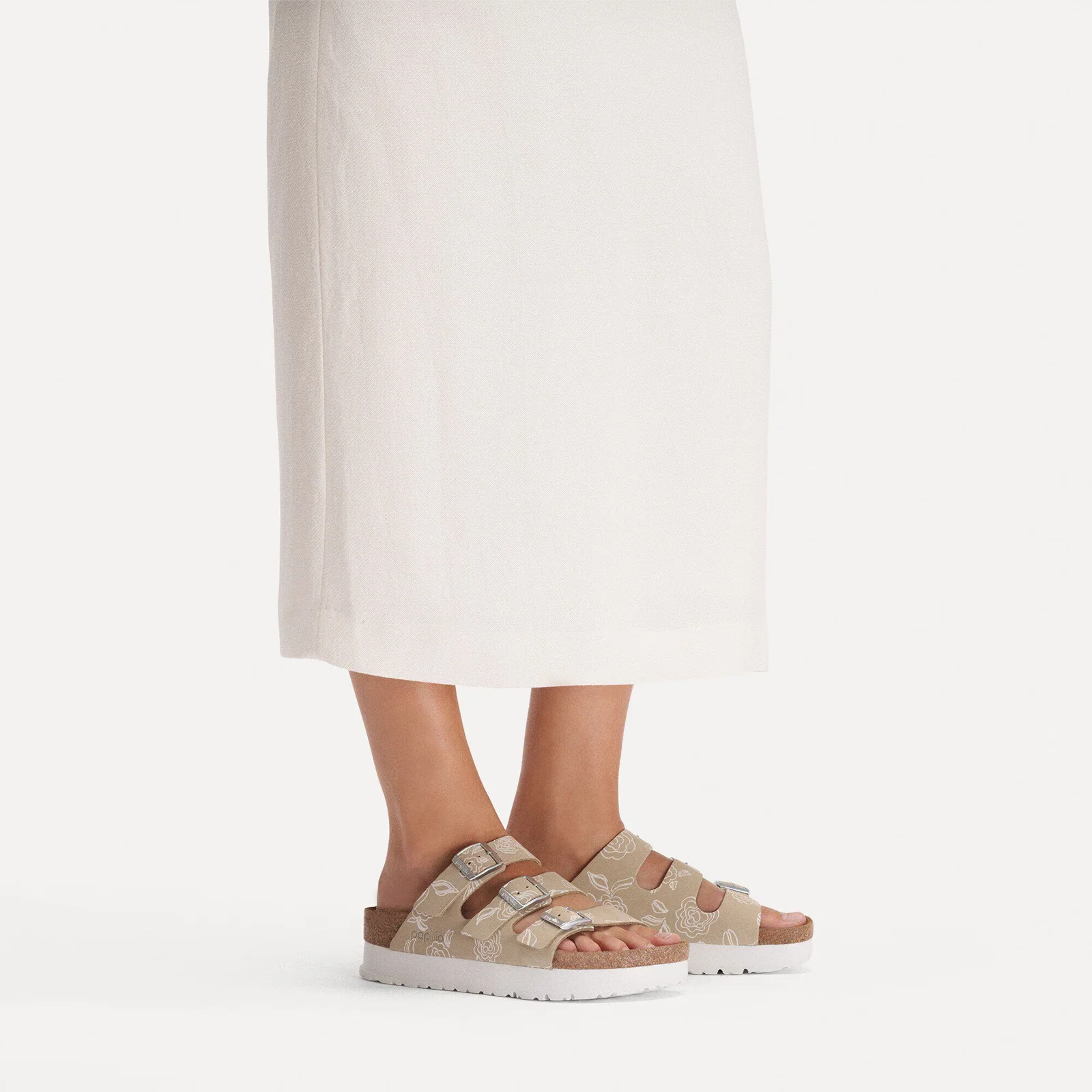 Birkenstock Florida III Flex Platform Slide Sandal (Women) - Oyster Flowers Nubuck - Image 6