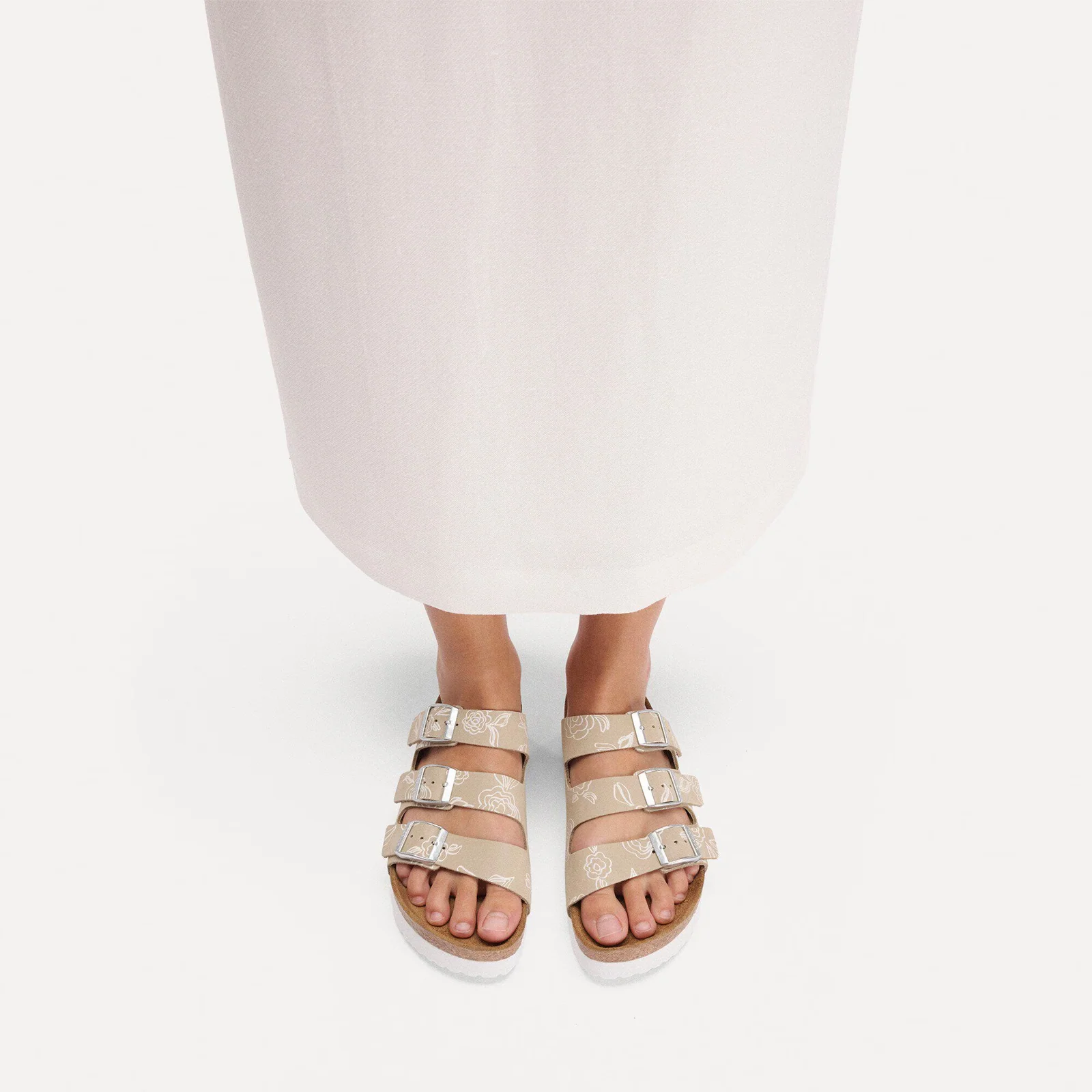 Birkenstock Florida III Flex Platform Slide Sandal (Women) - Oyster Flowers Nubuck - Image 7