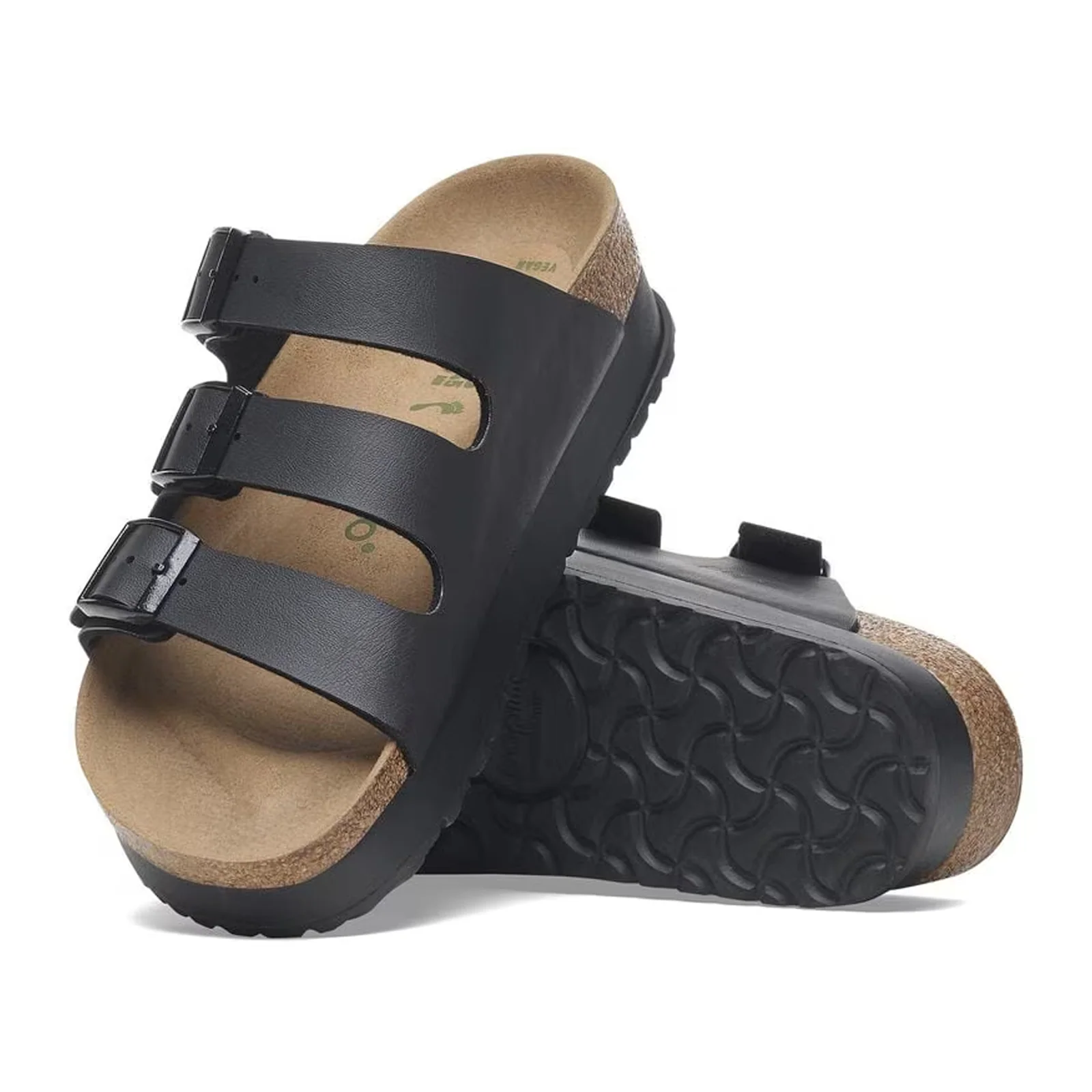 Birkenstock Florida III Vegan Platform Slide Sandal (Women) - Black Birko-Flor - Image 3