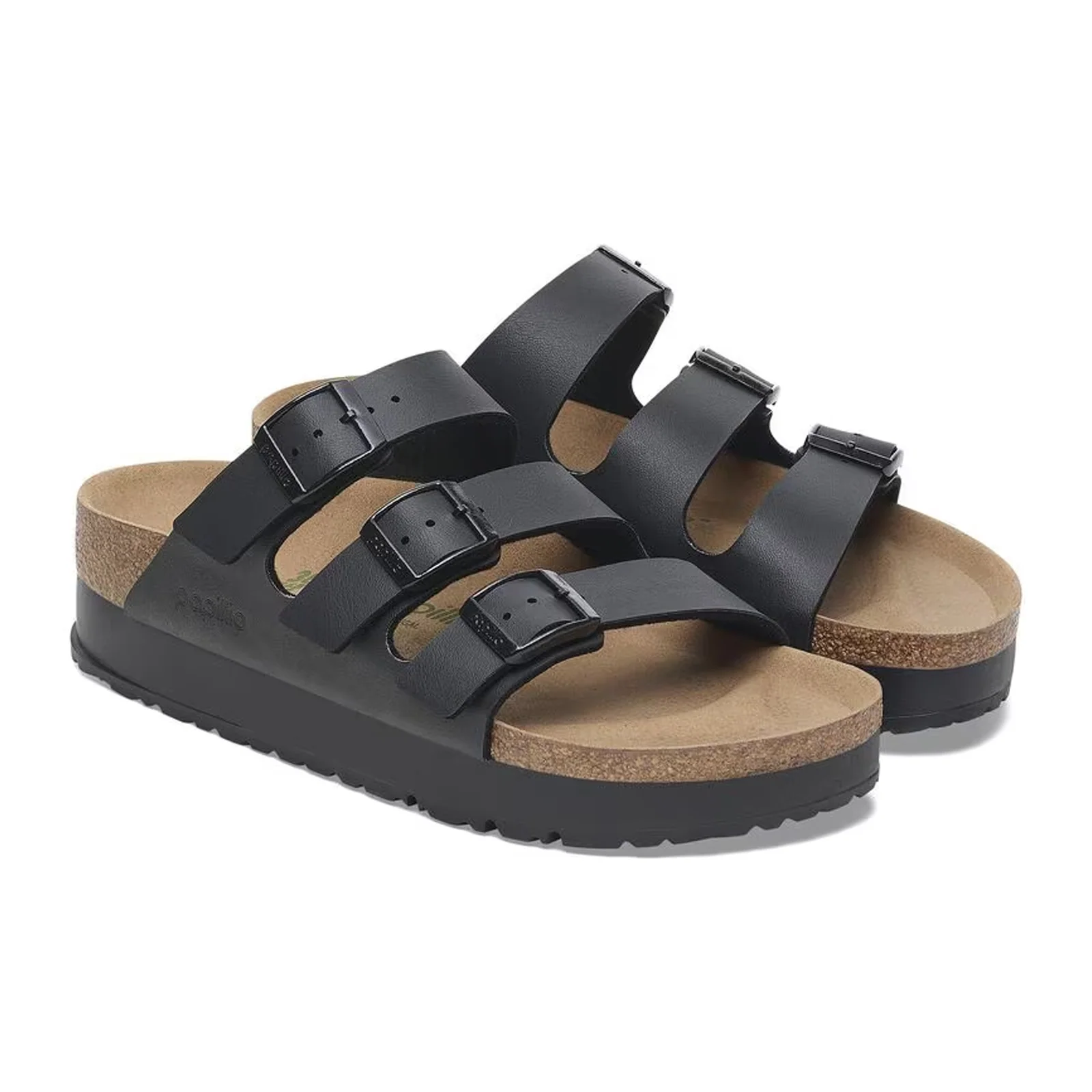 Birkenstock Florida III Vegan Platform Slide Sandal (Women) - Black Birko-Flor - Image 4
