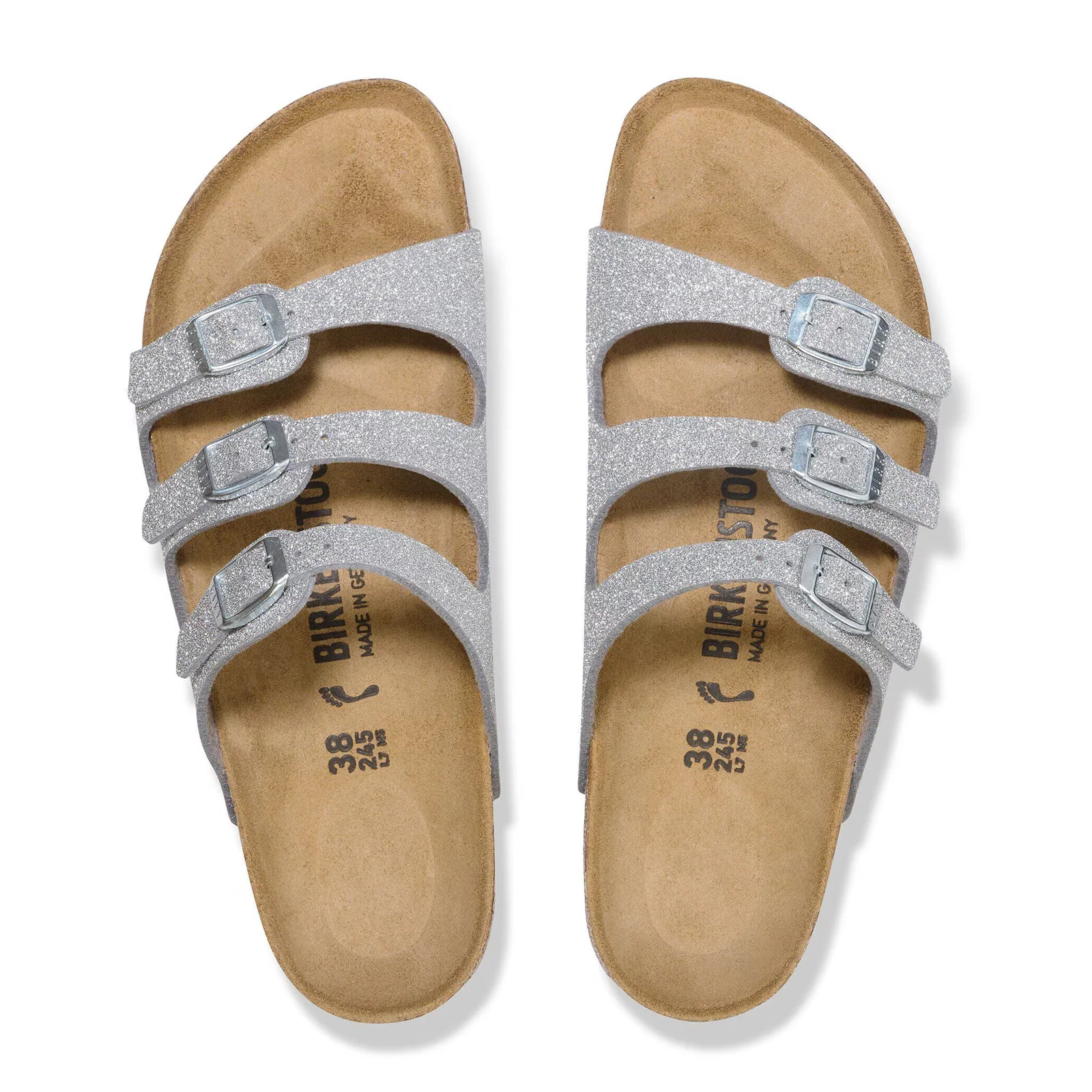 Birkenstock Florida Slide Sandal (Women) - Shiny Glitter Silver Birko-Flor - Image 2