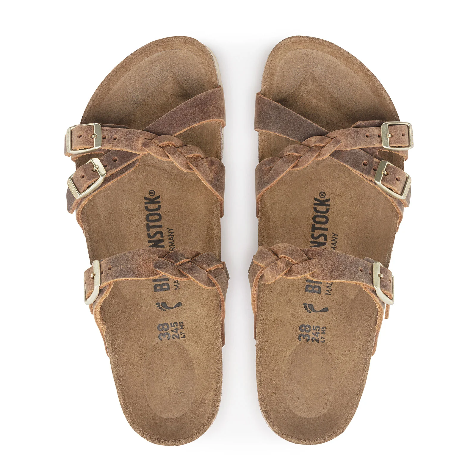 Birkenstock Franca Braid Slide Sandal (Women) - Cognac Oiled Leather - Image 2