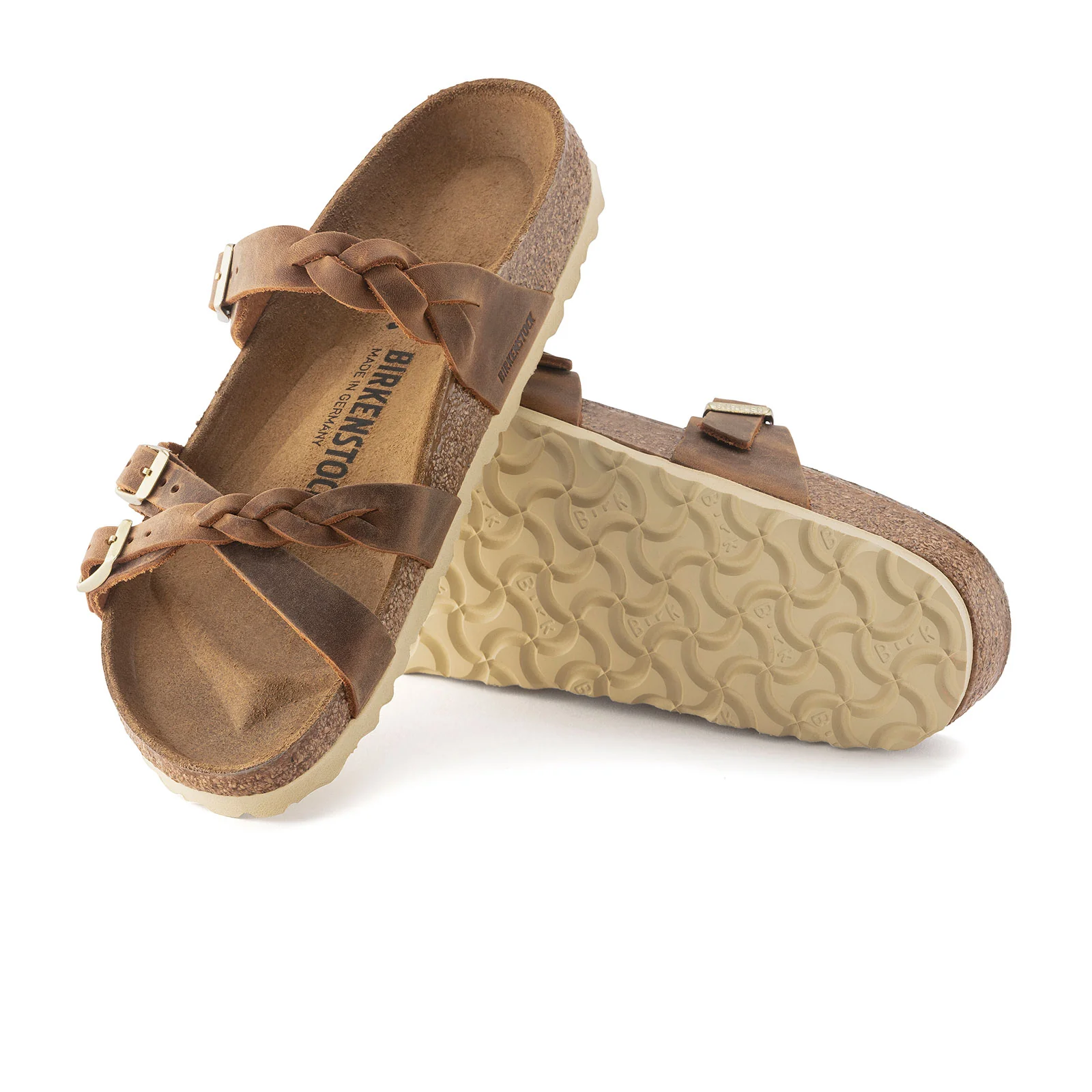 Birkenstock Franca Braid Slide Sandal (Women) - Cognac Oiled Leather - Image 3