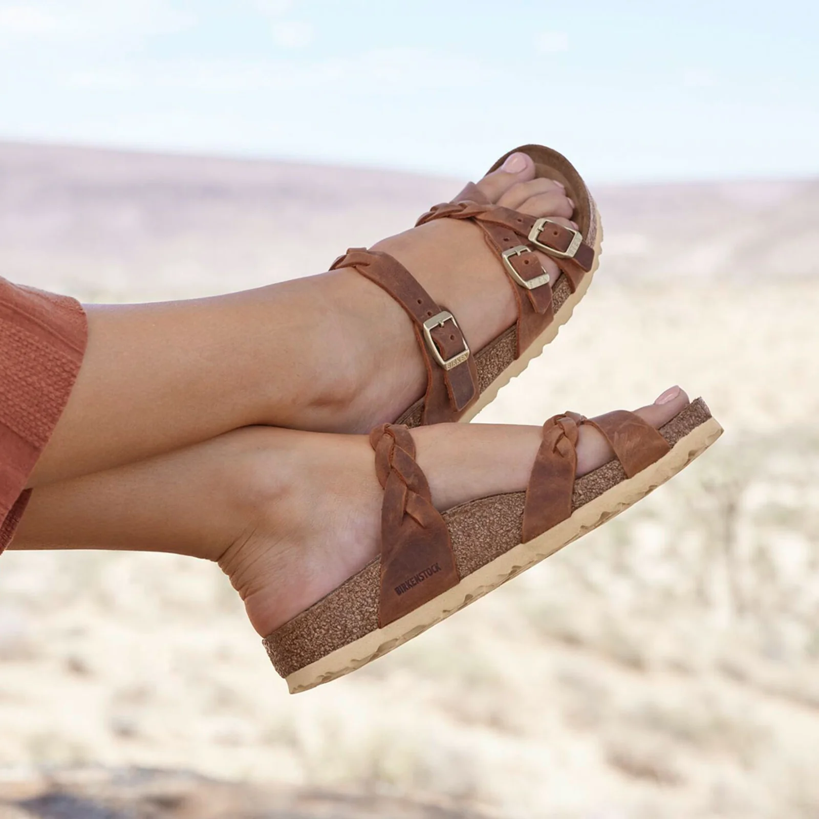Birkenstock Franca Braid Slide Sandal (Women) - Cognac Oiled Leather - Image 4