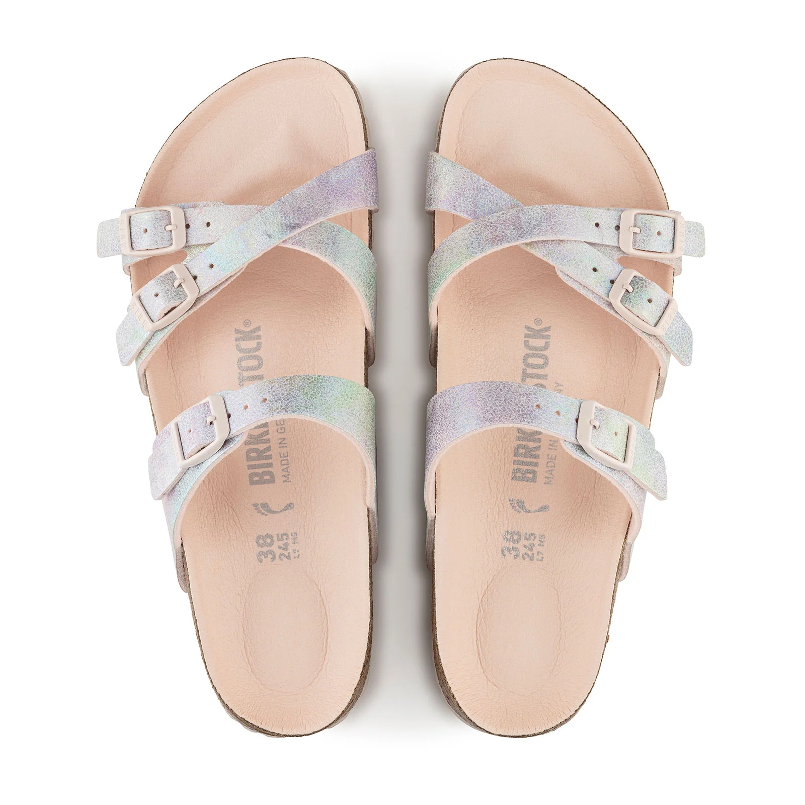 Birkenstock Franca Vegan Slide Sandal (Women) - Iridescent Light Rose Microfiber - Image 2