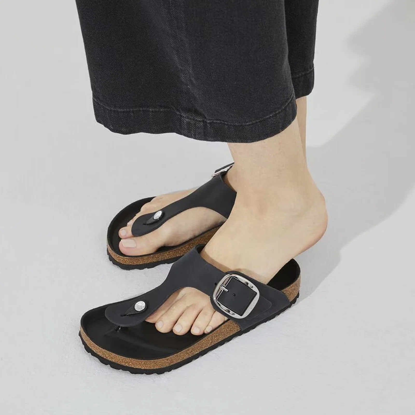 Birkenstock Gizeh Big Buckle Sandal (Women) - Black Oiled Leather - Image 7
