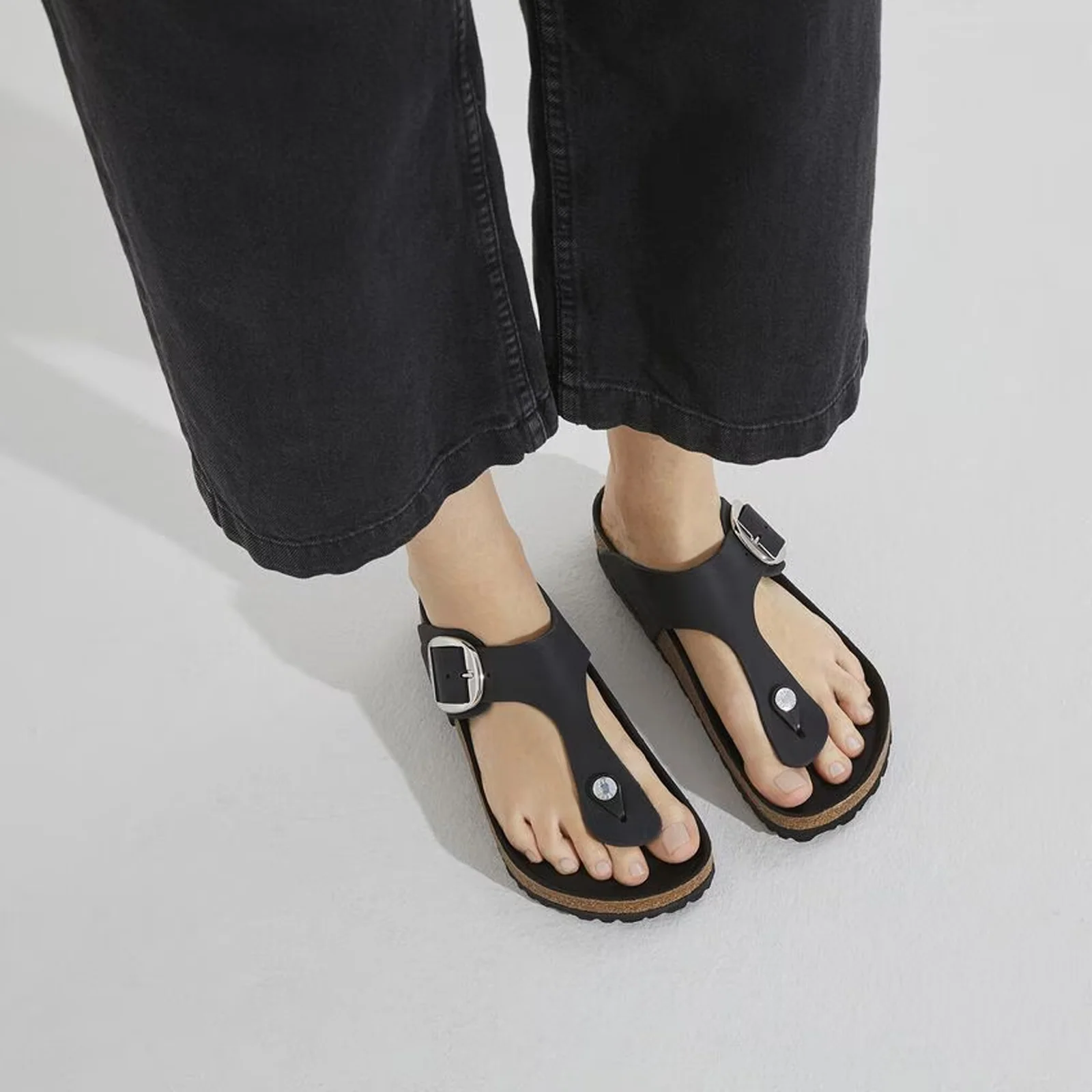 Birkenstock Gizeh Big Buckle Sandal (Women) - Black Oiled Leather - Image 9