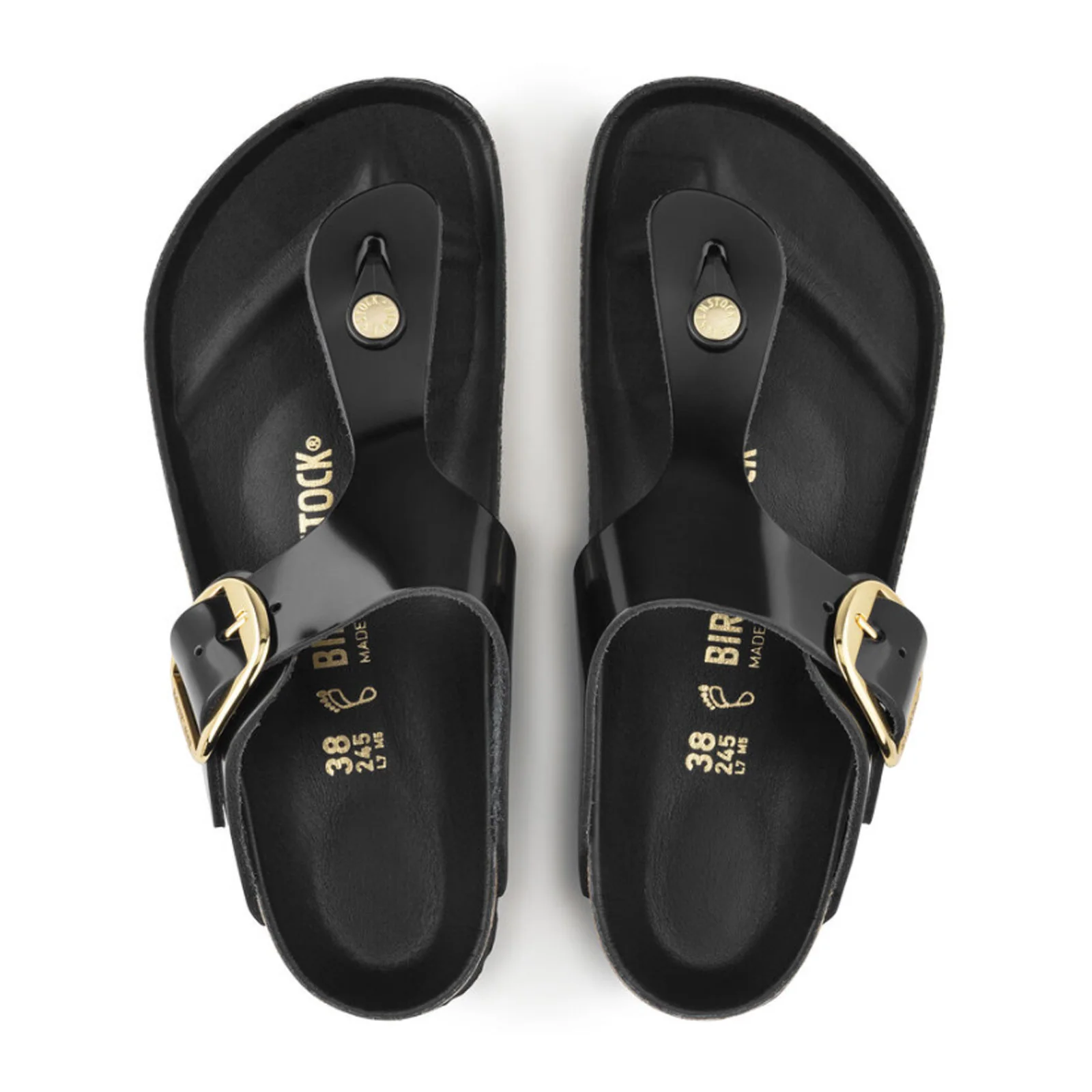 Birkenstock Gizeh Big Buckle Sandal (Women) - High Shine Black Leather - Image 2