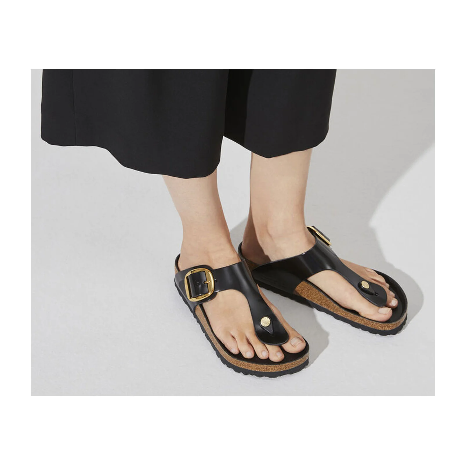 Birkenstock Gizeh Big Buckle Sandal (Women) - High Shine Black Leather - Image 4