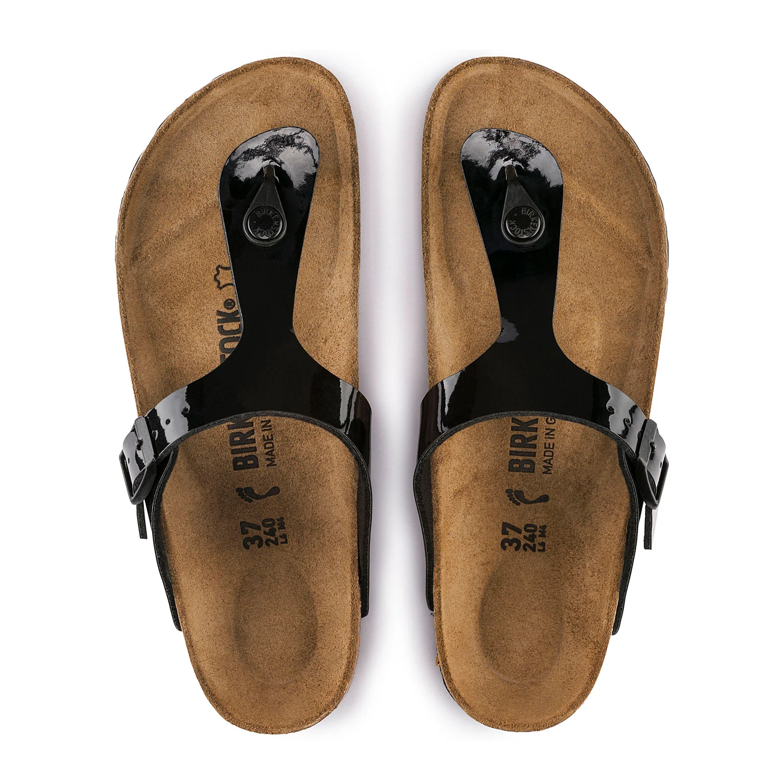 Birkenstock Gizeh Sandal (Women) - Patent Black-Birko Flor - Image 3