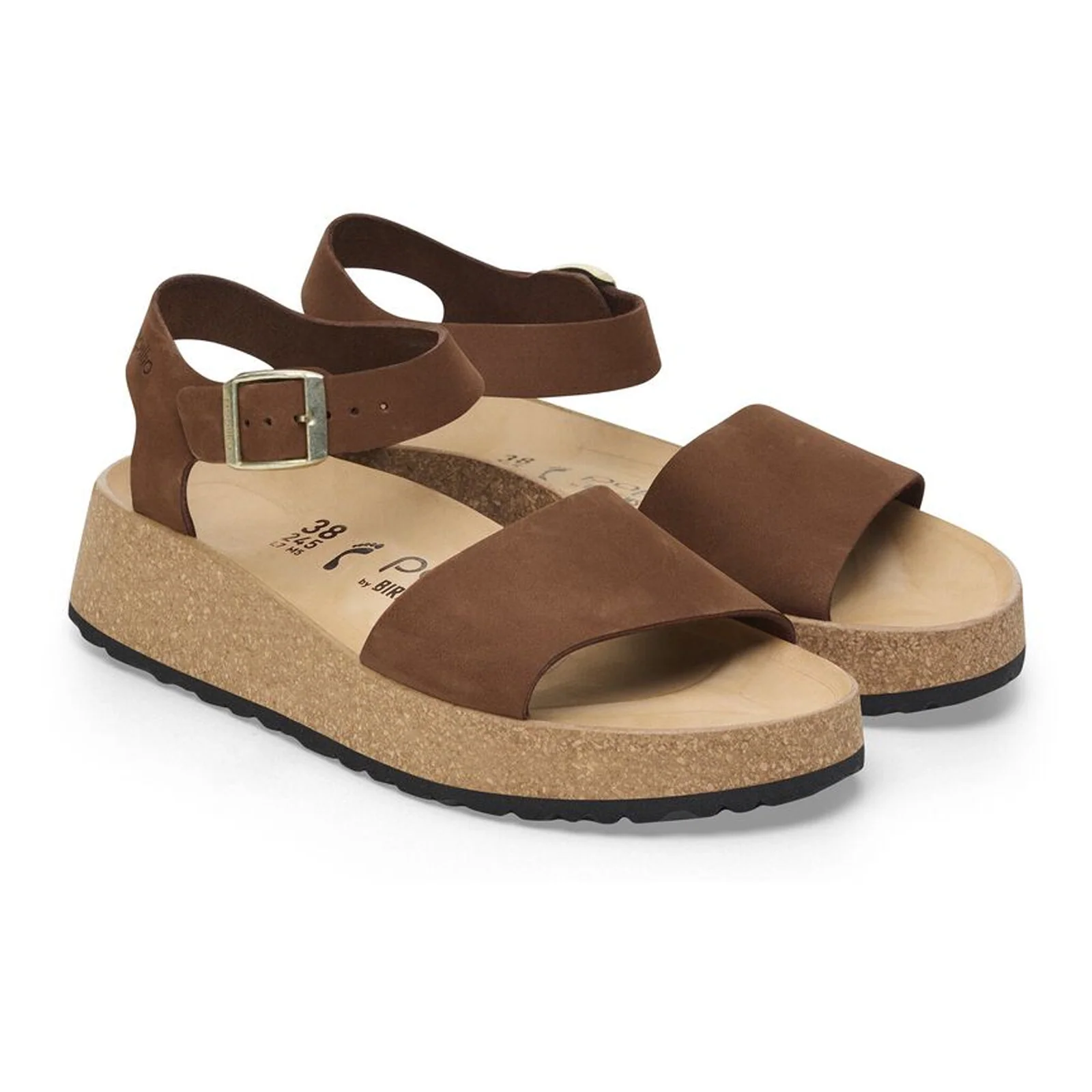 Birkenstock Glenda Narrow Wedge Sandal (Women) - Dark Tea Nubuck - Image 4