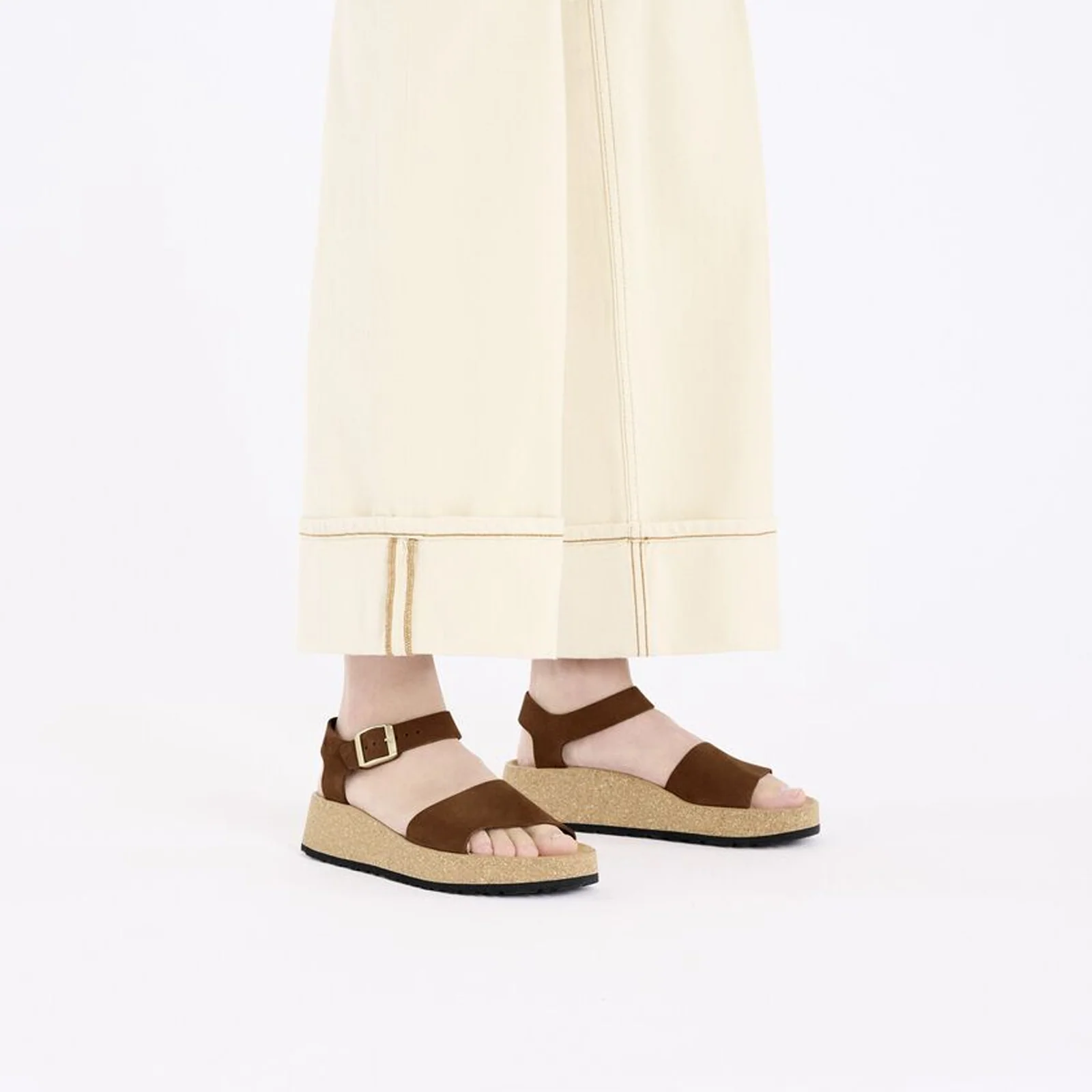 Birkenstock Glenda Narrow Wedge Sandal (Women) - Dark Tea Nubuck - Image 6