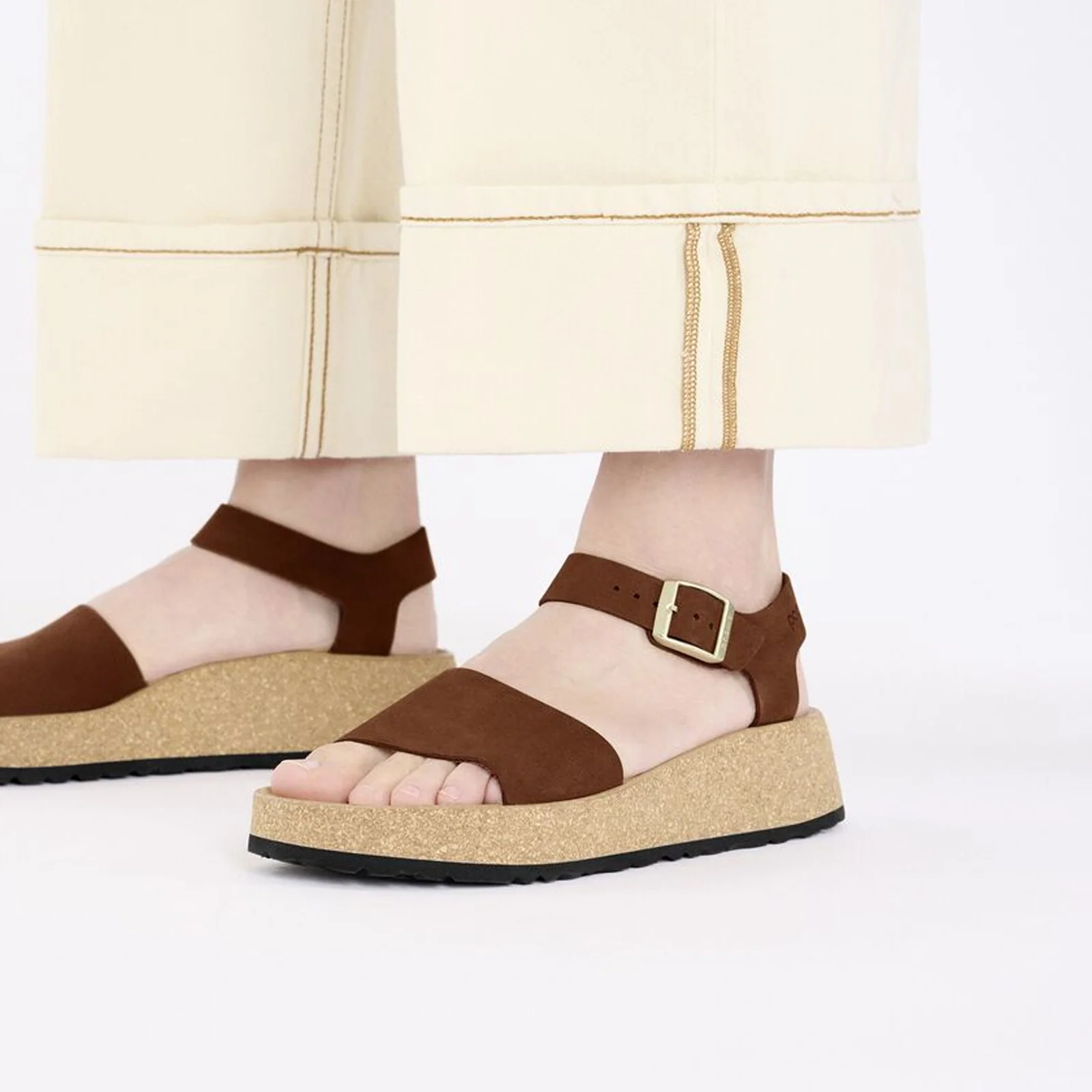 Birkenstock Glenda Narrow Wedge Sandal (Women) - Dark Tea Nubuck - Image 7