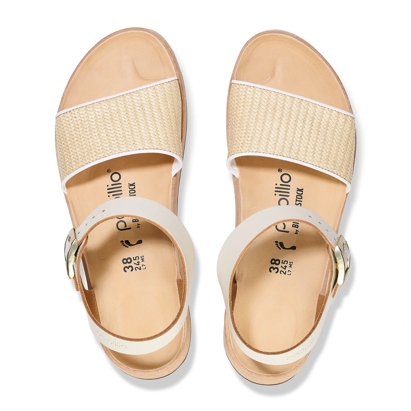 Birkenstock Glenda Narrow Wedge Sandal (Women) - Natural Leather/White Raffia - Image 2