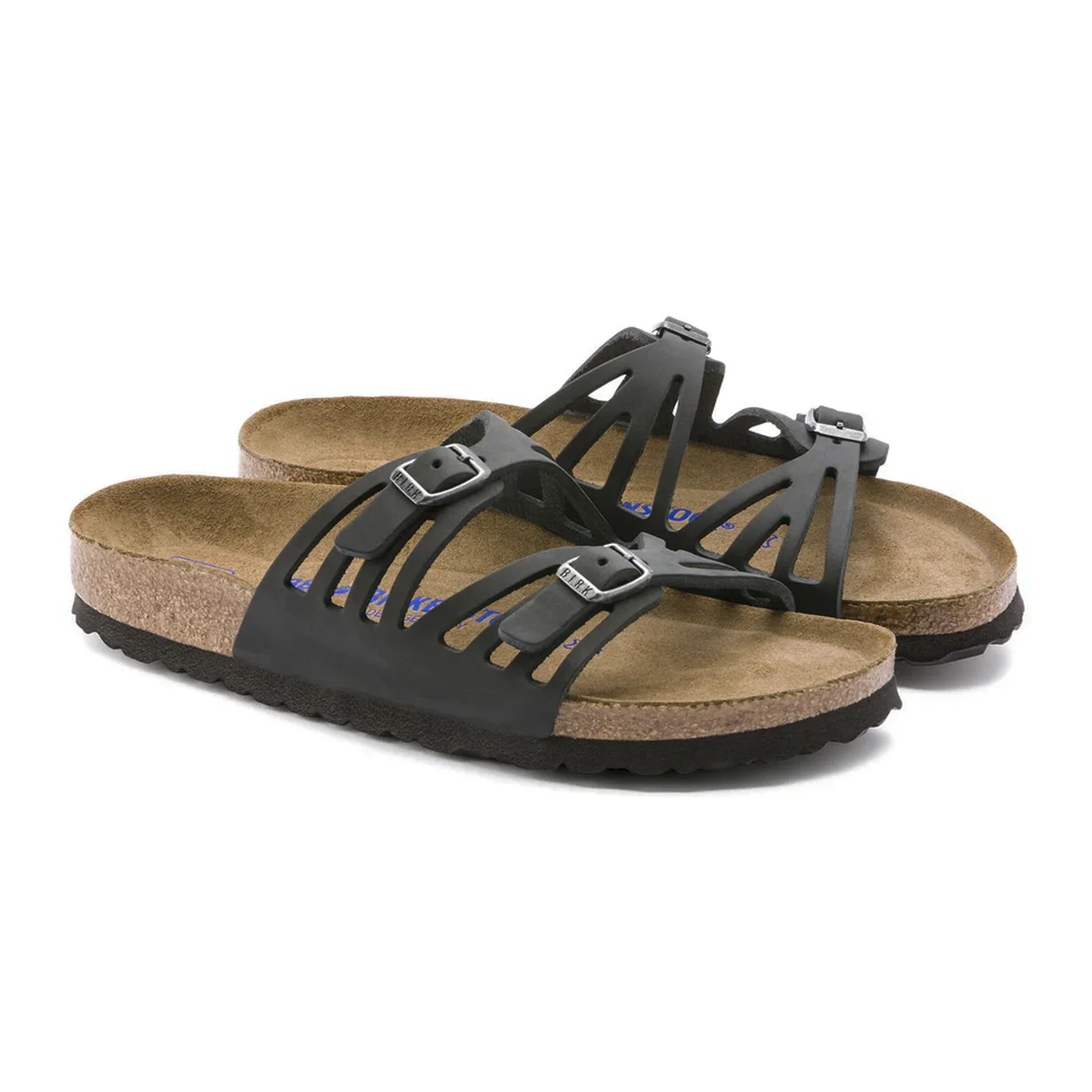 Birkenstock Granada Soft Footbed Slide Sandal (Women) - Black Oiled Leather - Image 4