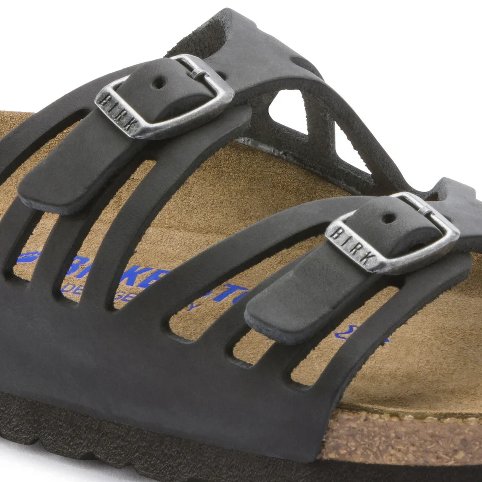 Birkenstock Granada Soft Footbed Slide Sandal (Women) - Black Oiled Leather - Image 5