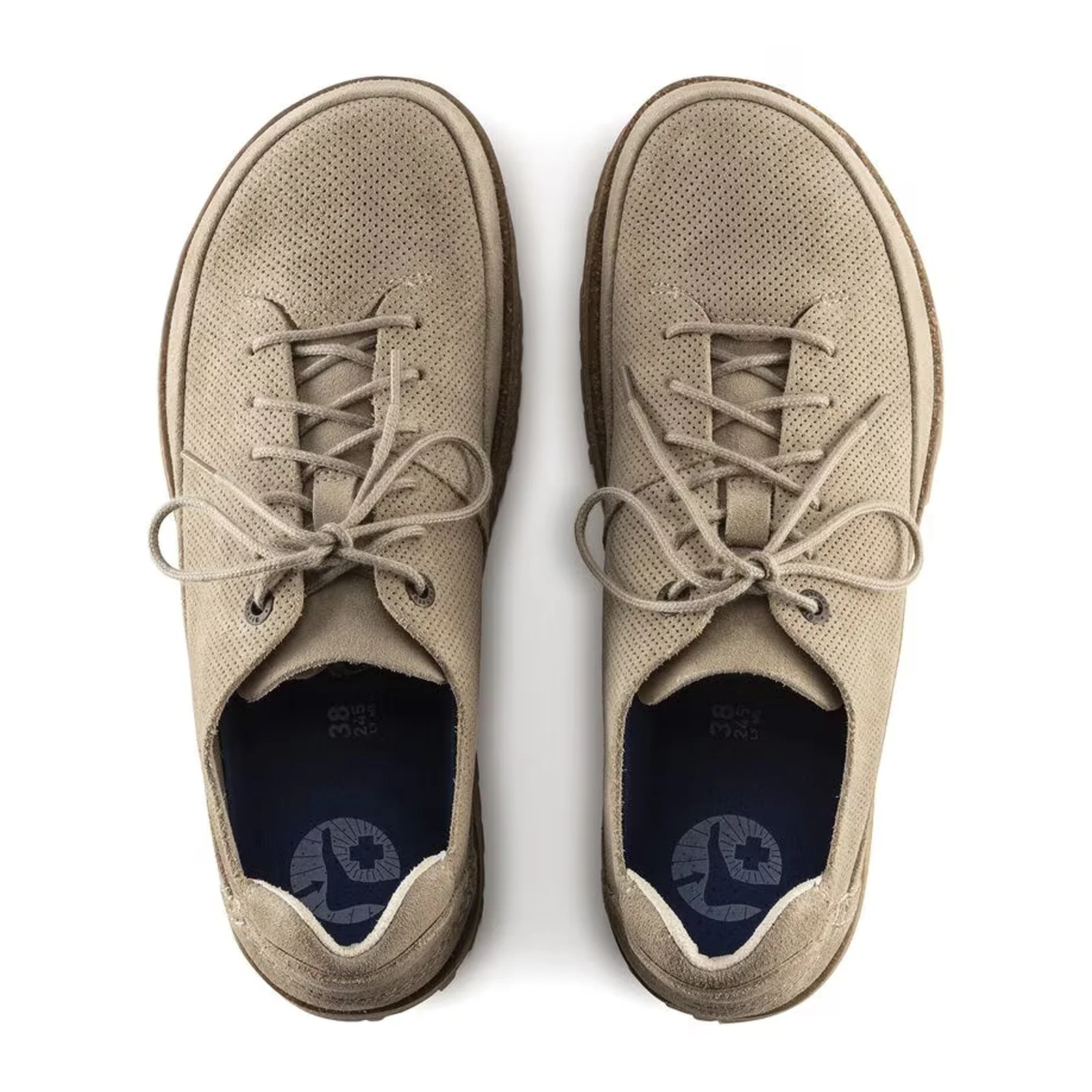 Birkenstock Honnef Low Lace Up (Unisex) - Light Sandcastle Perf Suede - Image 2
