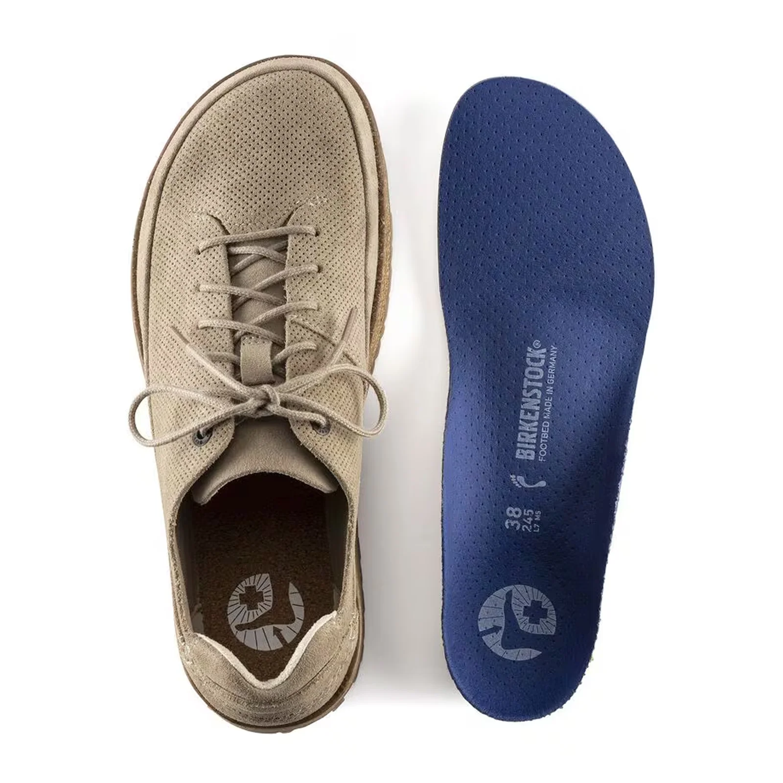 Birkenstock Honnef Low Lace Up (Unisex) - Light Sandcastle Perf Suede - Image 7