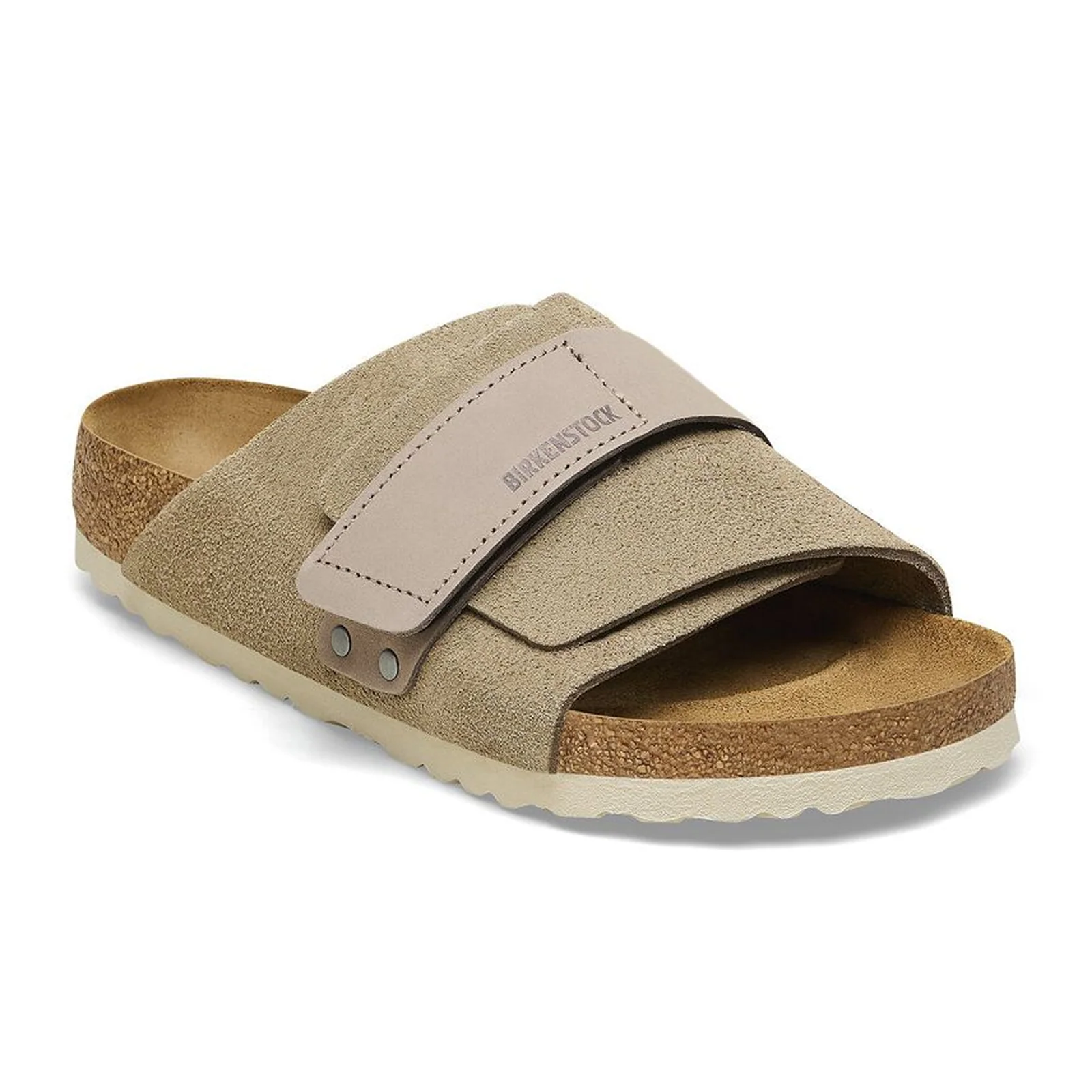 Birkenstock Kyoto Slide Sandal (Men) - Taupe Suede/Taupe Nubuck