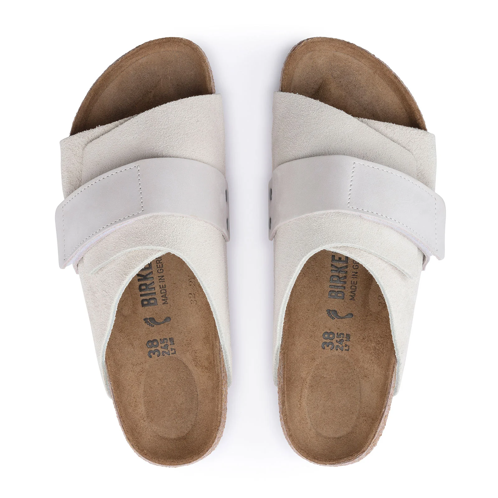 Birkenstock Kyoto Narrow Slide Sandal (Women) - Antique White Suede/Antique White Nubuck - Image 2
