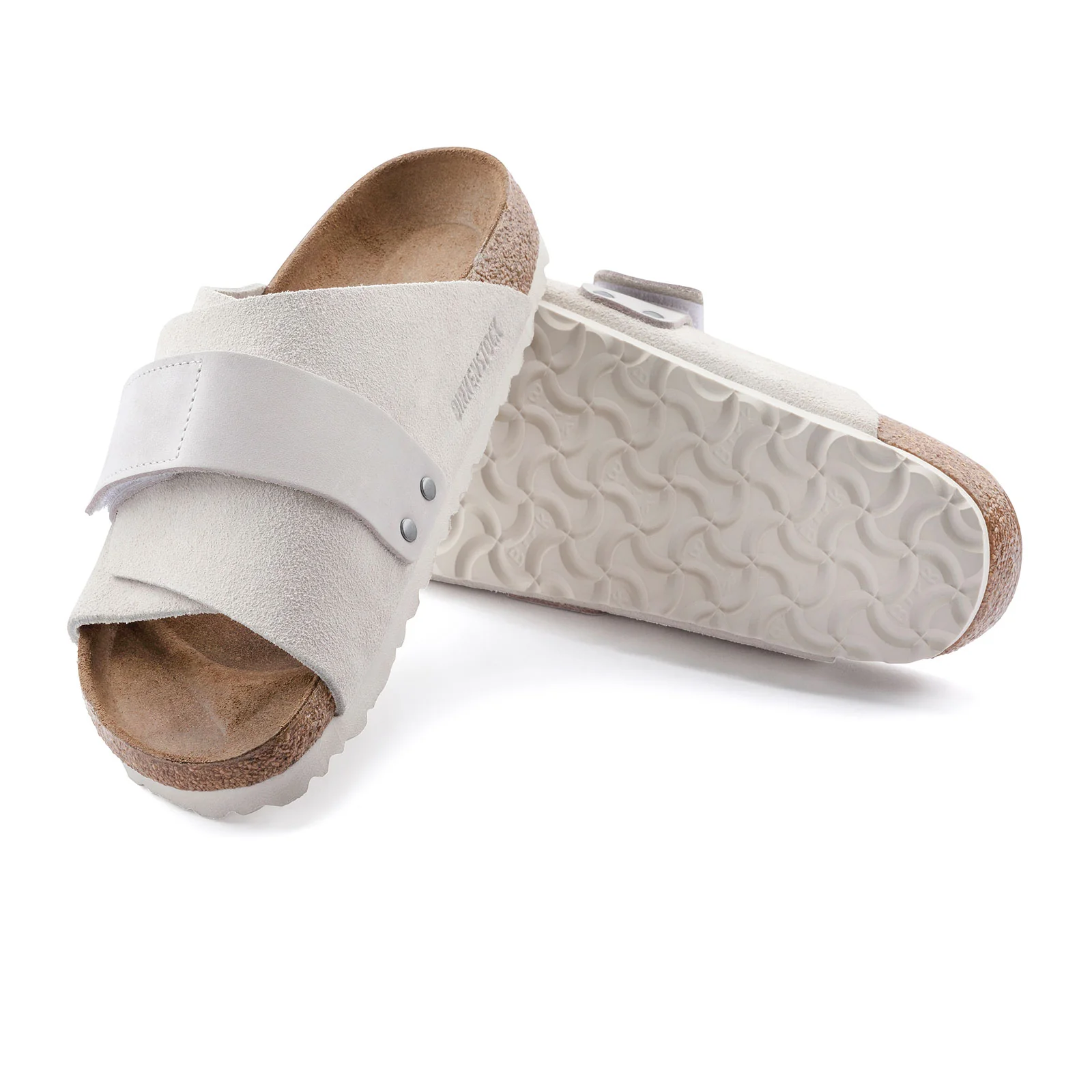 Birkenstock Kyoto Narrow Slide Sandal (Women) - Antique White Suede/Antique White Nubuck - Image 3