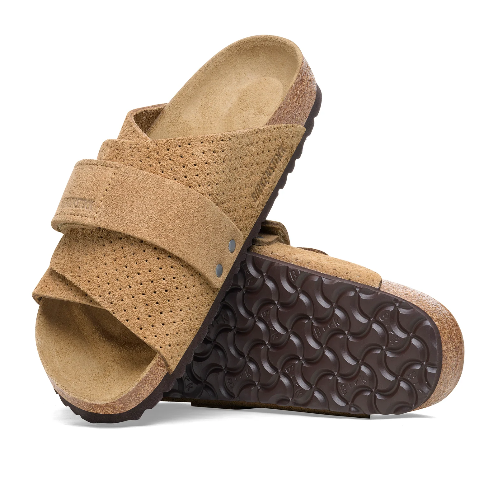 Birkenstock Kyoto Narrow Slide Sandal (Women) - Dotted New Beige Suede - Image 3