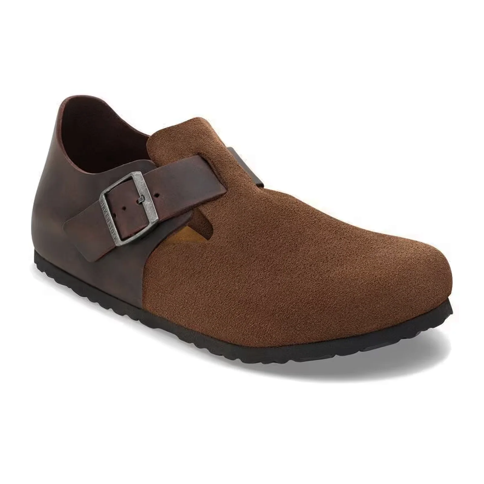 Birkenstock London Clog (Men) - Dark Tea Suede/Oiled Leather
