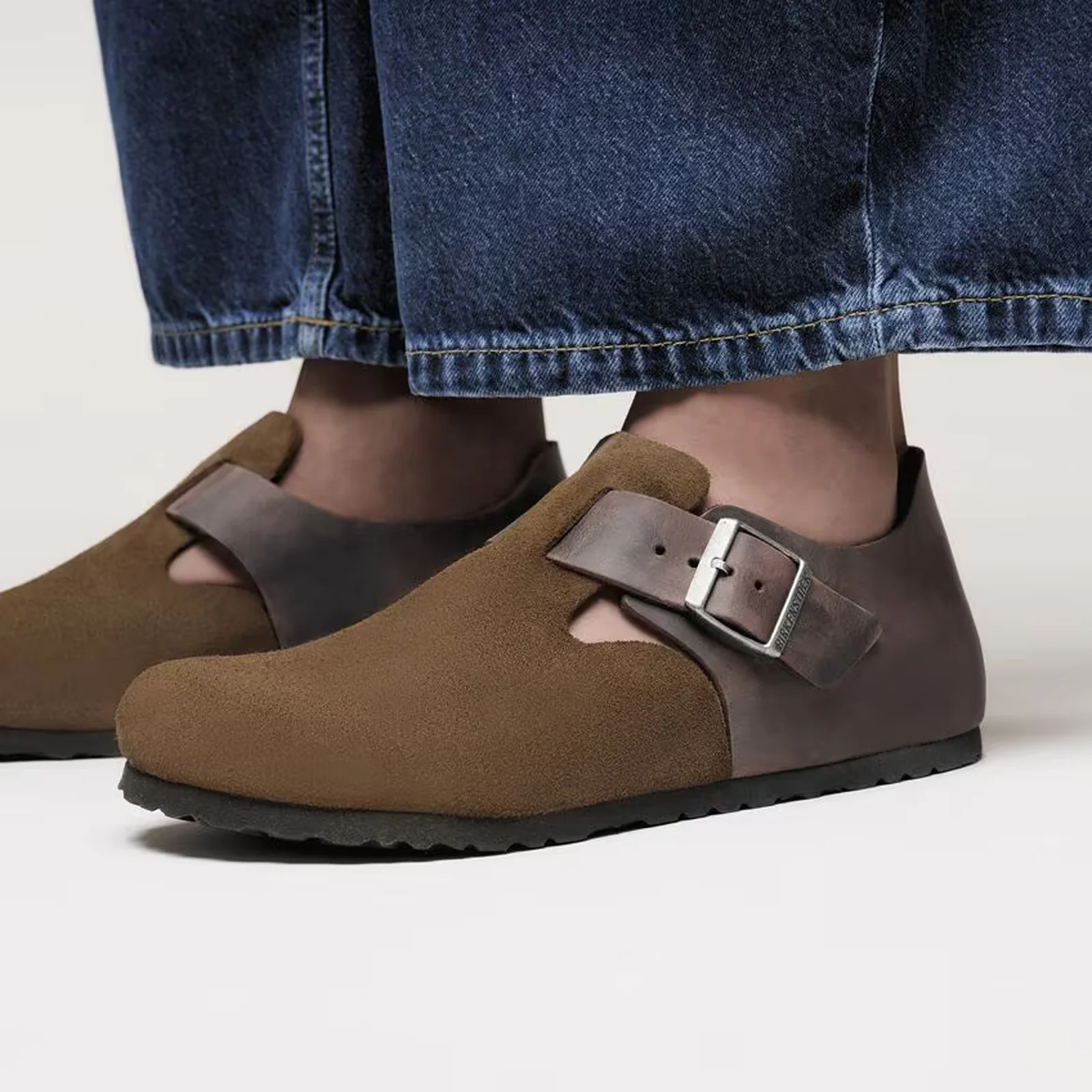 Birkenstock London Clog (Men) - Dark Tea Suede/Oiled Leather - Image 6